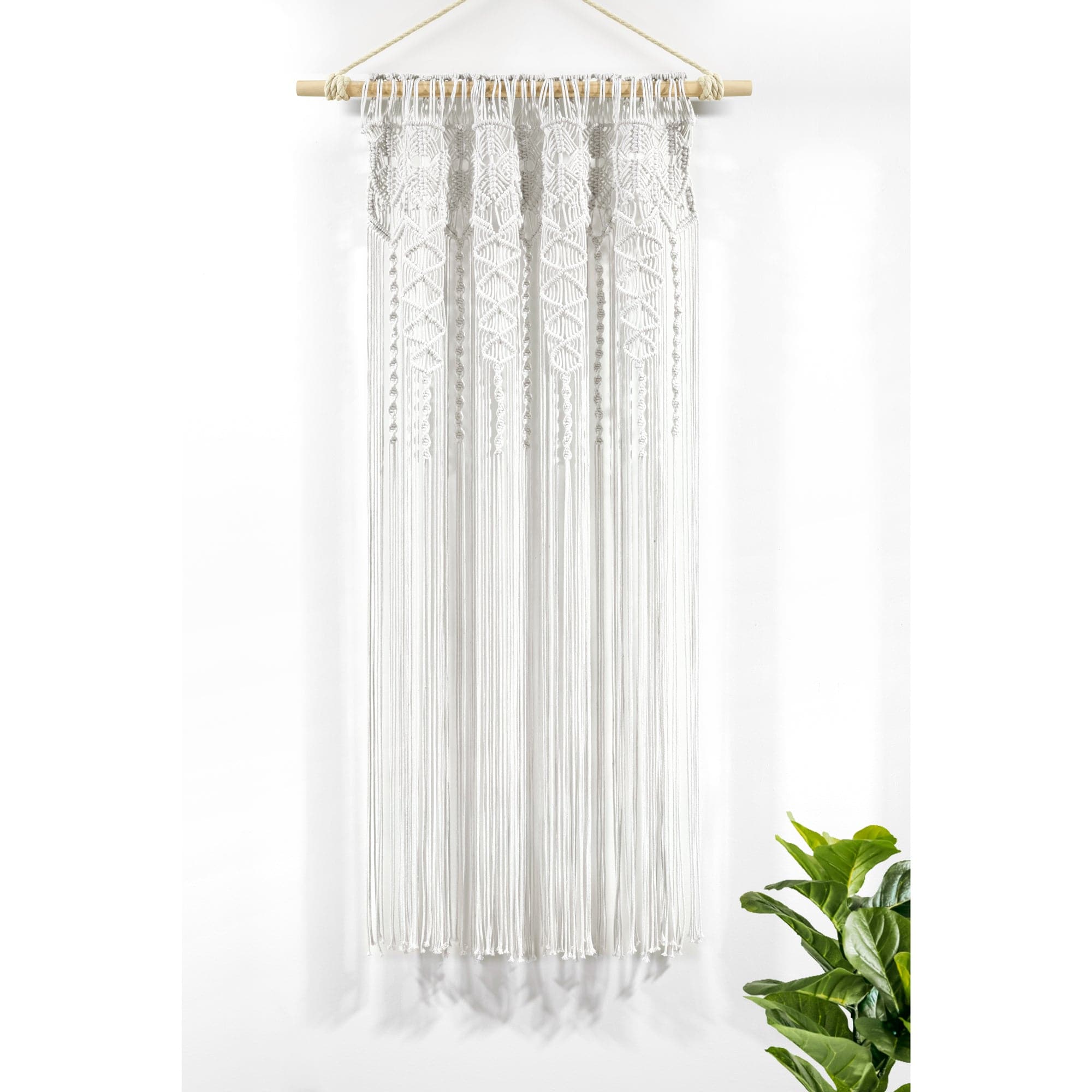 Boho Macrame Textured Cotton Window Curtains for Living Room, Bedroom - Handmade Natural Beige Drapes with Tassels | Perfect for Home Decor, Nursery, and Bohemian Style Windows