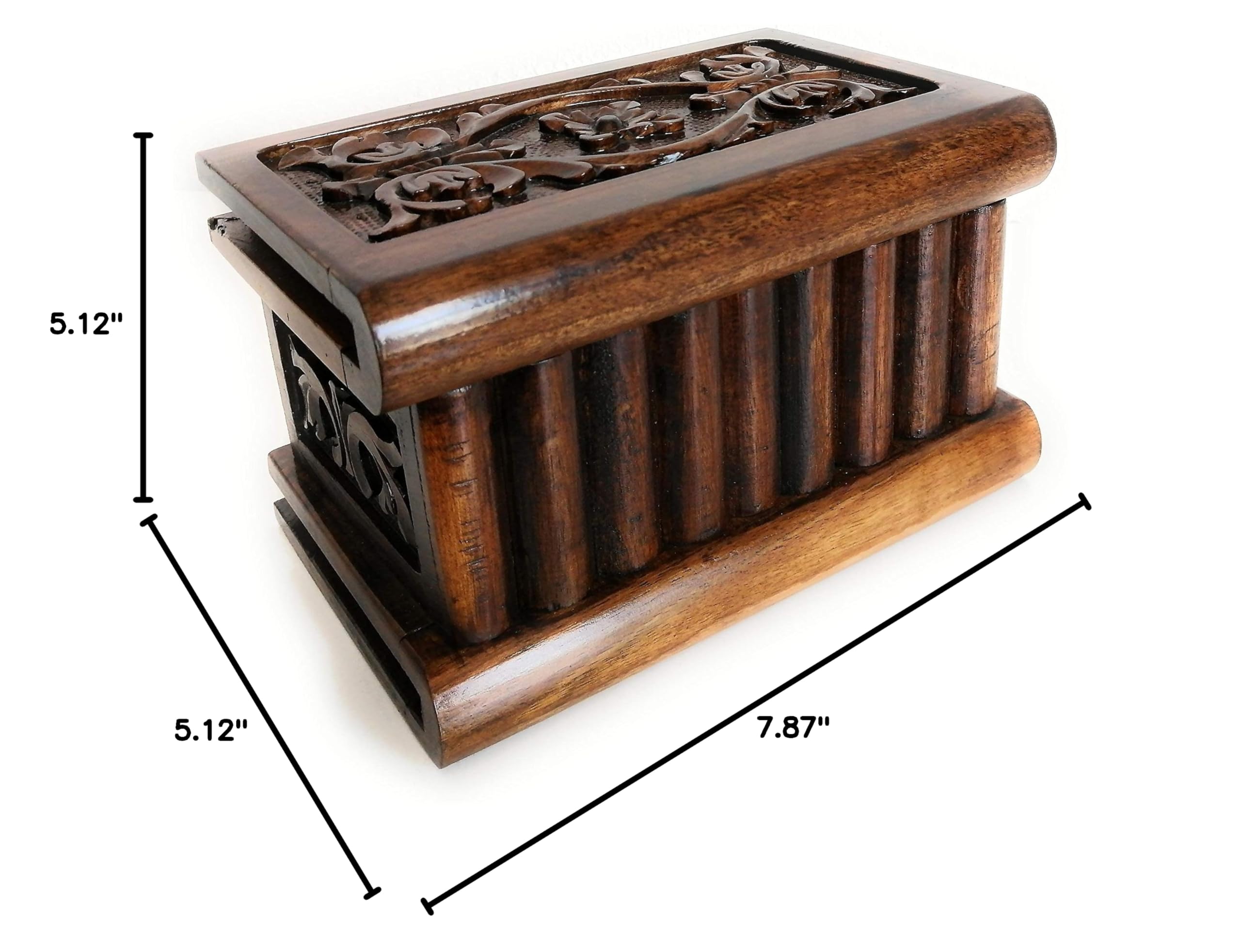 Handmade Wooden Jewelry Box with Puzzle Lock - Natural Walnut Carved Storage Organizer for Necklaces, Rings & Valuables | Unique Gift Box for Women, Birthday & Anniversary Presents | Home Decor & Treasure Chest for Kids