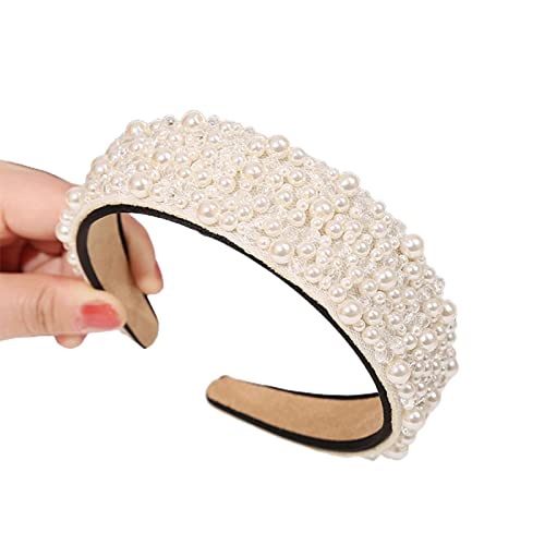 Elegant Imitation Pearl Hair Clasp - Non-Slip Rhinestone Wide Headband for Women & Girls | Perfect for Weddings, Parties & Daily Wear | Stylish Hair Accessories