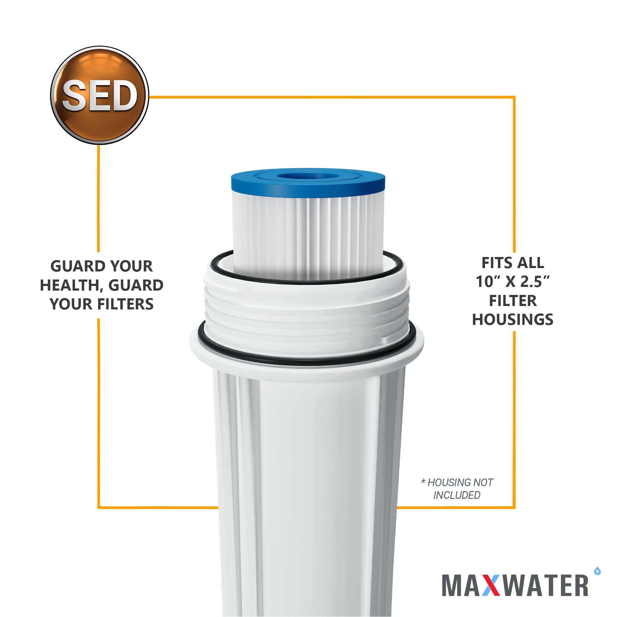 10 x 2.5 Inch 10 Micron Pleated Sediment Washable Filter Cartridge for 10
