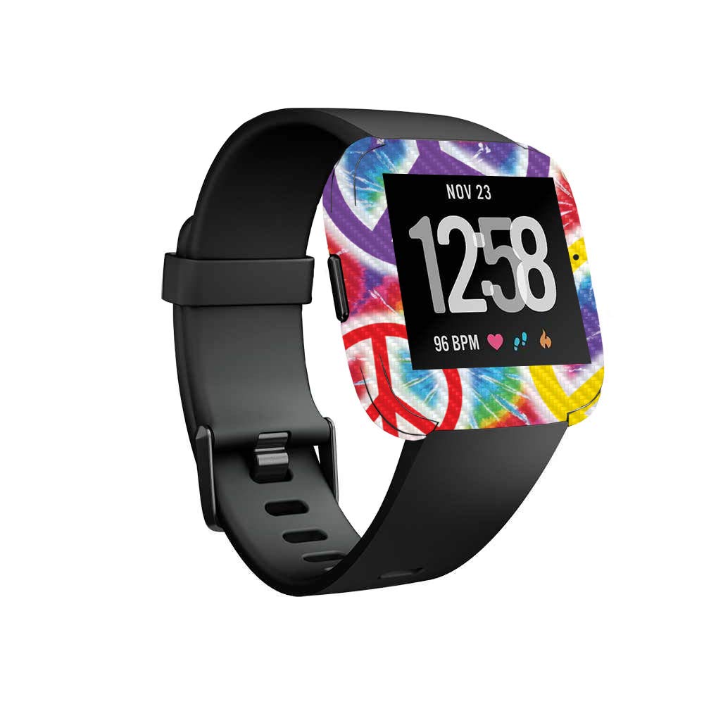Fitbit Versa Carbon Fiber Skin Wrap - Protective Durable Textured Cover | Easy Apply & Remove | Made in USA | Perfect for Gym, Work & Outdoor Activities