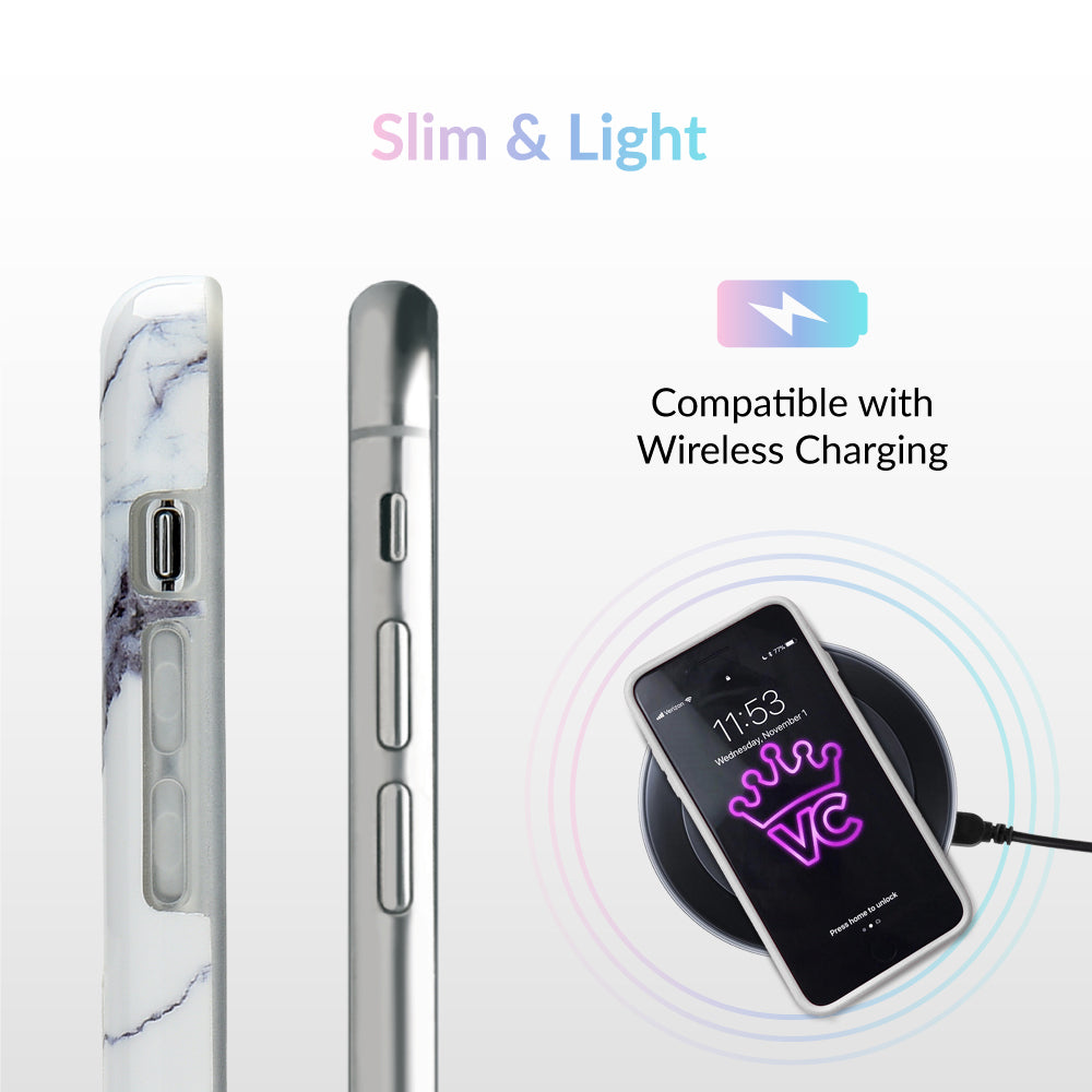 Elegant White & Gray Marble iPhone Case - Slim Protective Cover for iPhone 13/14/15 Pro Max - Perfect for Work, Travel & Everyday Use