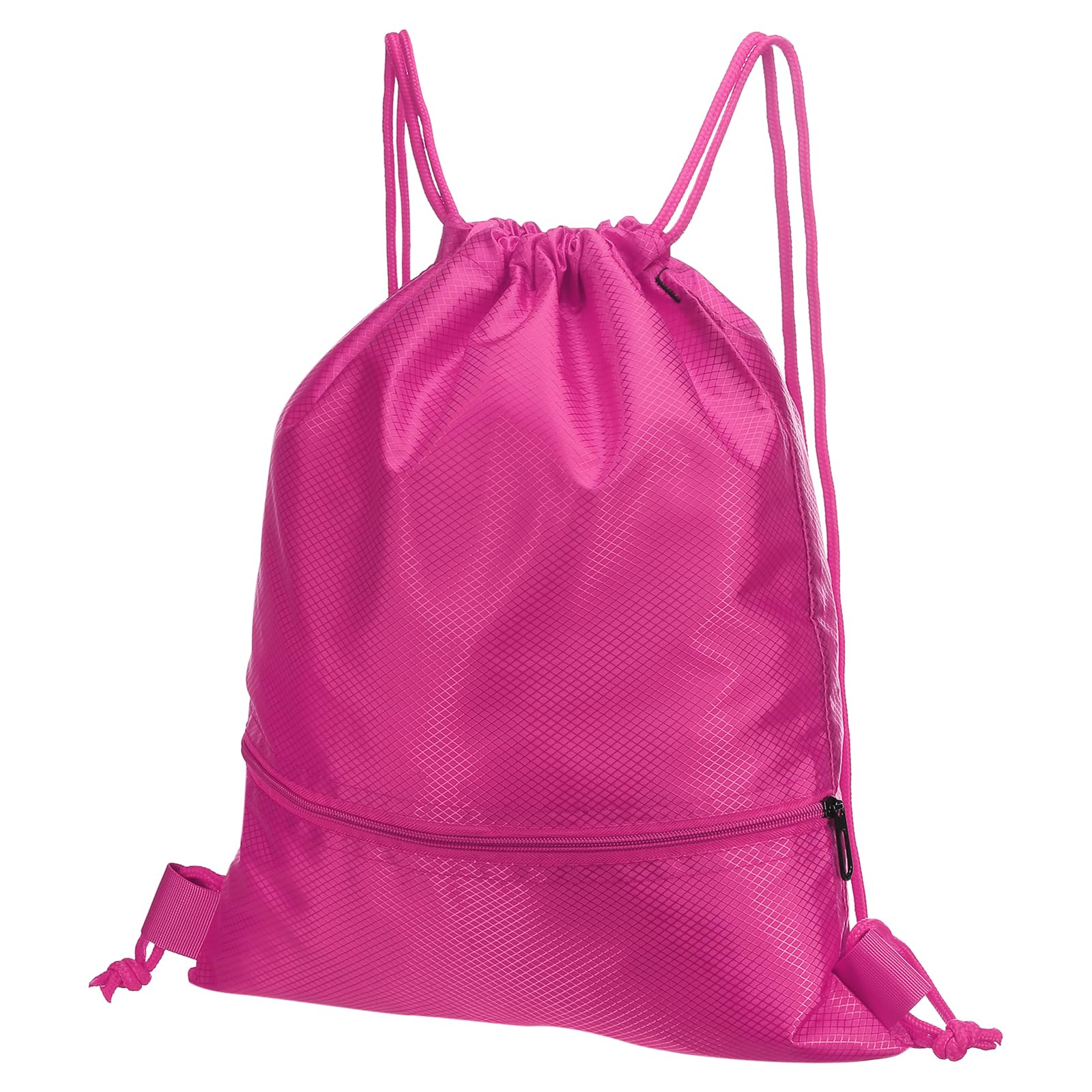 PATIKIL Drawstring Backpack with Zip Pocket - Gym Bag for Women & Men in Rose Red | Perfect for Sports & Travel