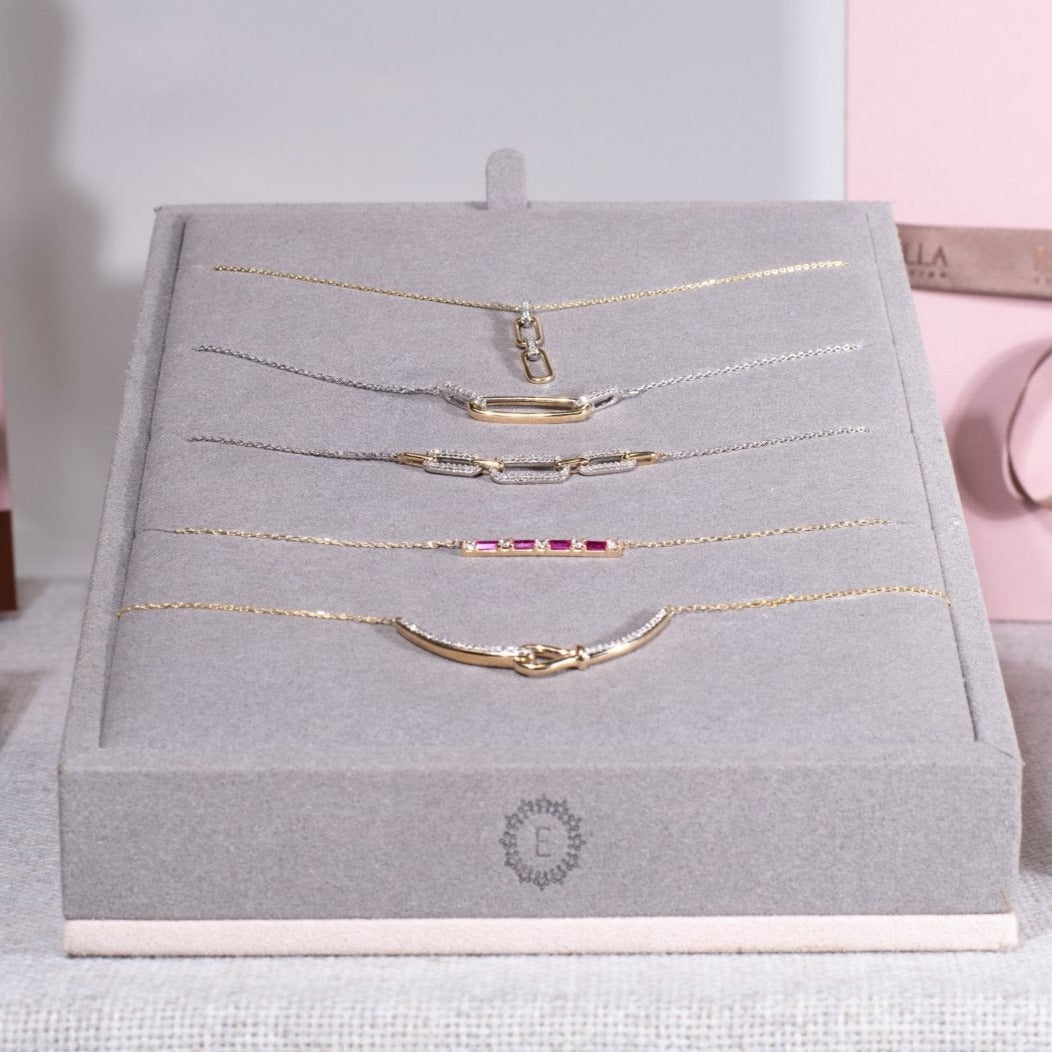 10k Yellow Gold Interlocking Diamond Paperclip Necklace - Dainty Layering Chain for Women, Perfect for Everyday Wear & Special Occasions
