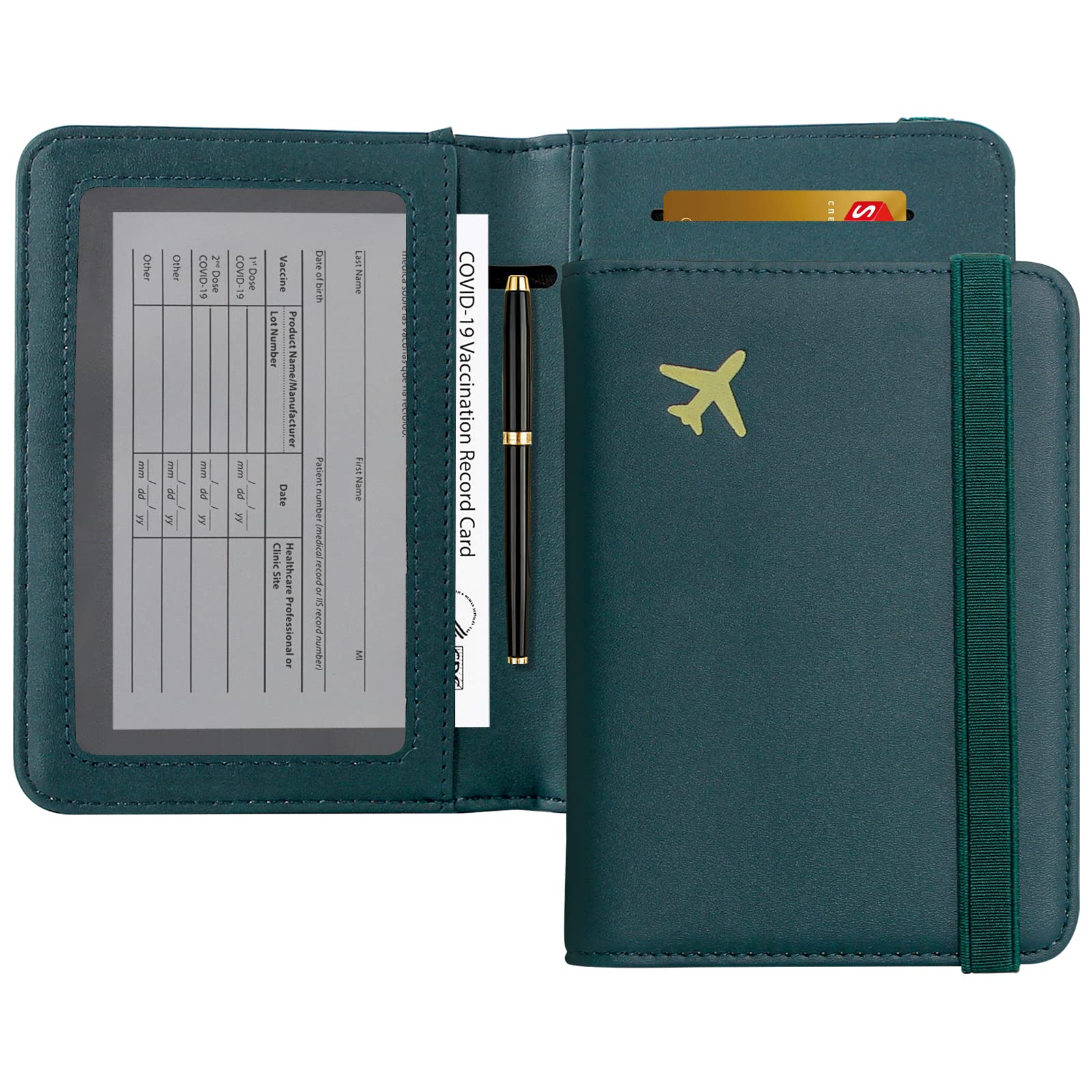 ZOPPEN RFID Blocking Passport Holder Wallet for Women & Men - Green & Black Travel Document Organizer | Perfect for Airports, Vacations & Business Trips