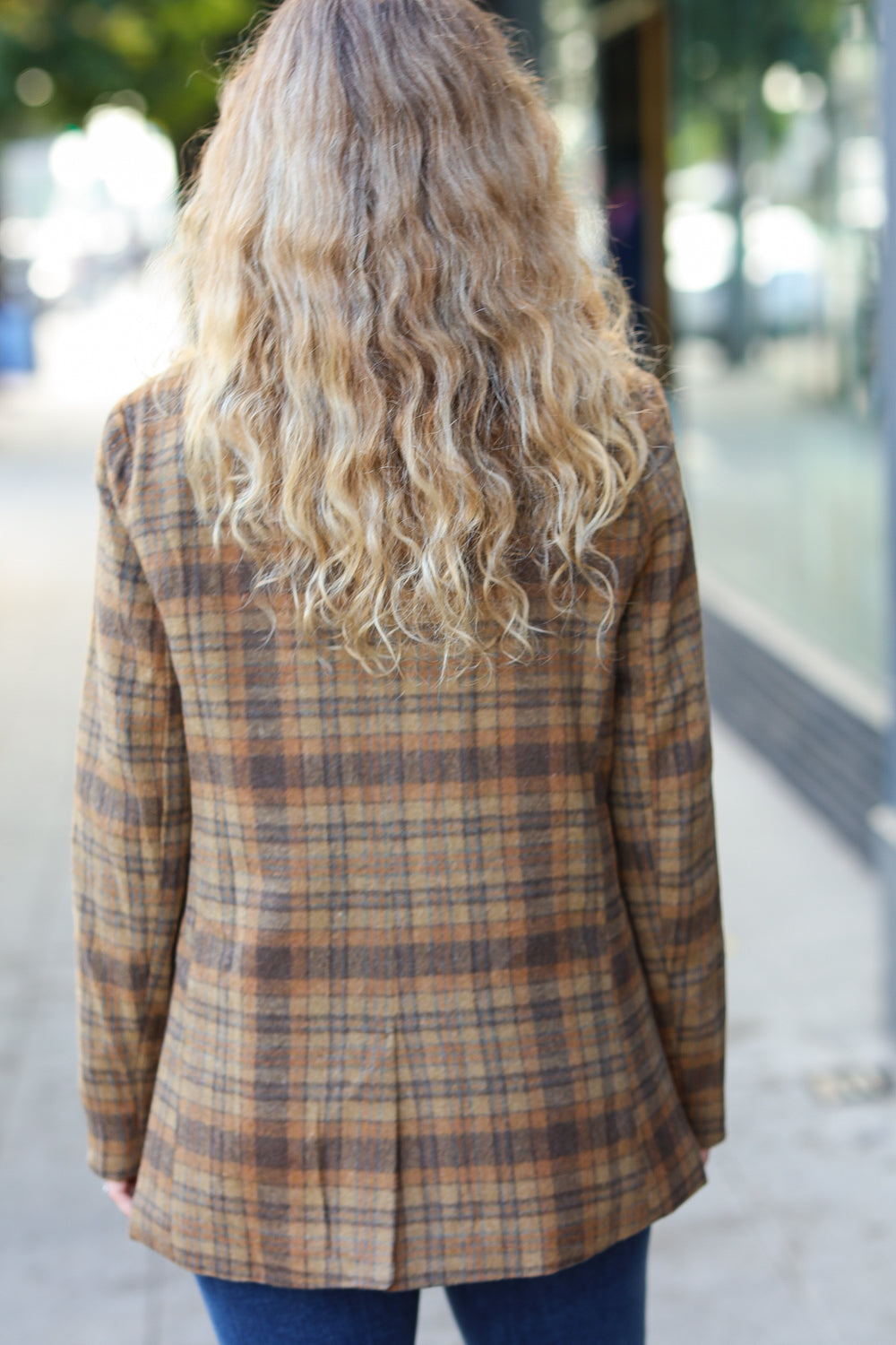 Make It Happen Spice Plaid Tailored Collar Lapel Blazer for Women - Stylish Office Wear & Business Casual Outfits
