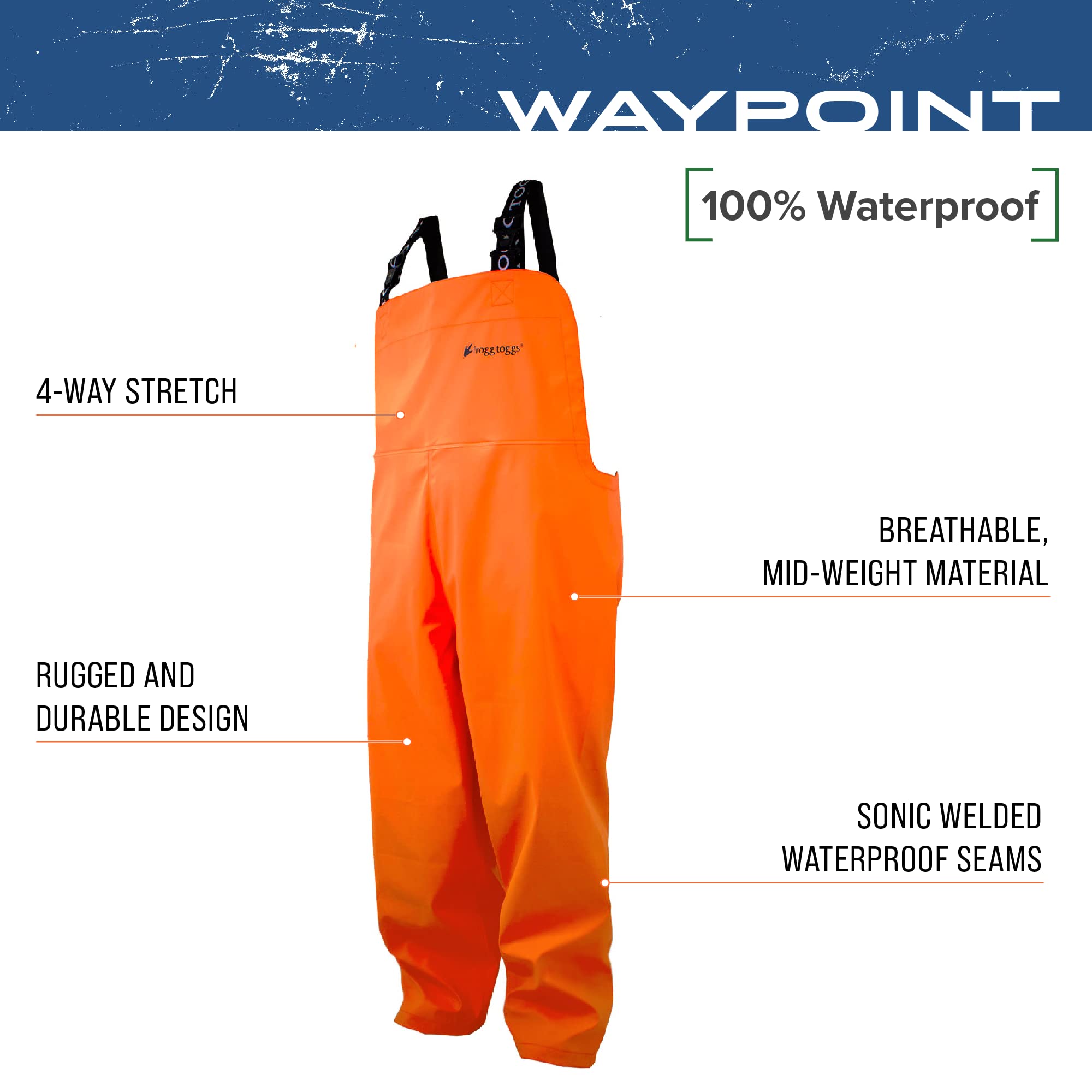 FROGG TOGGS Men's Waterproof Fishing Bib Overalls - Breathable, Durable 4-Way Stretch Waders for Anglers & Outdoor Activities - Ideal for Rainy Weather, Boat Fishing & Hunting