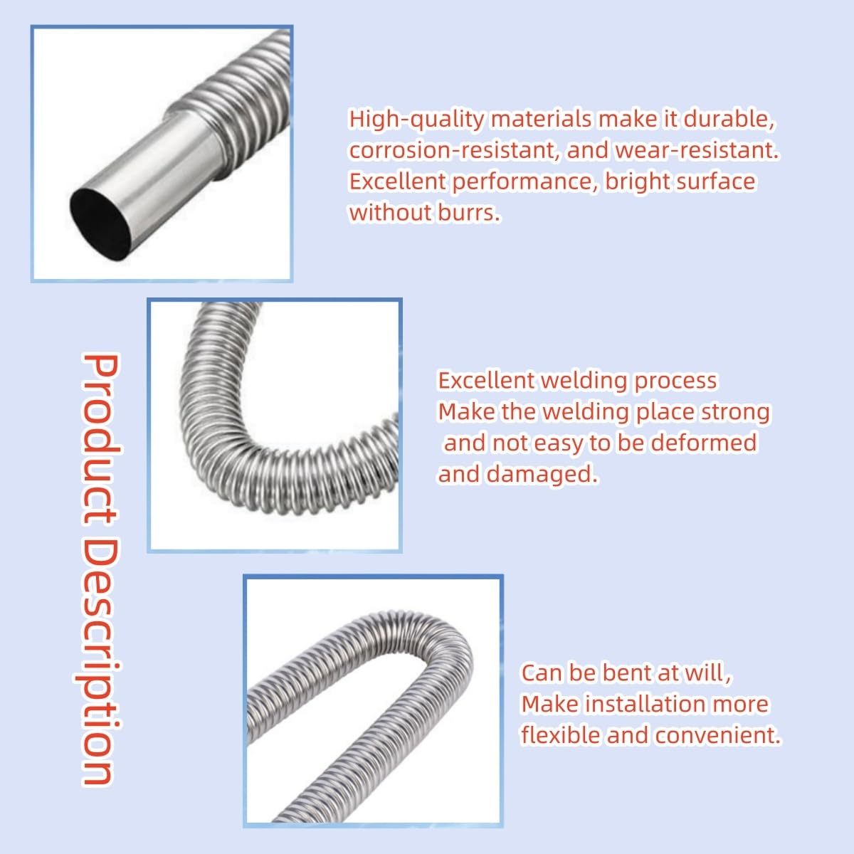 Stainless Steel Spiral Corrugated Exhaust Pipe for Parking & Diesel Heaters - 7.87in/20cm with Clamps (2PCS) - Perfect for RV, Truck, and Marine Heating Systems