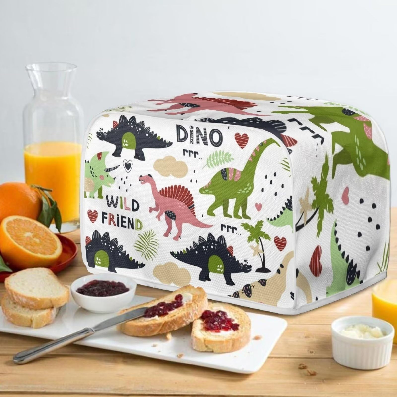 Cute Cartoon Dinosaur Toaster Cover - 2 Slice Dustproof Kitchen Appliance Protector, Decorative Bread Maker Cover for Women - Perfect for Kitchen Decor & Gift Giving