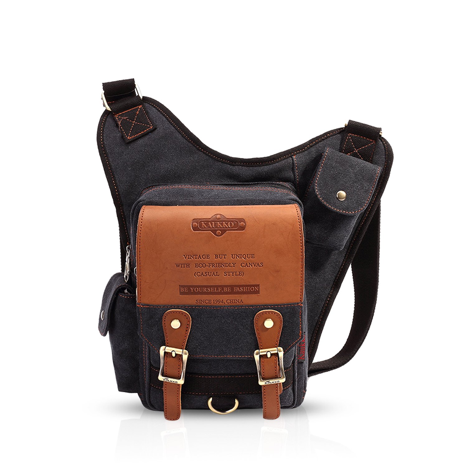 FANDARE Vintage Canvas Sling Bag - Adjustable Shoulder Backpack for Hiking, Cycling, Running & Travel - Crossbody One Strap Backpack for Men & Women - Perfect for Outdoor Adventures, Commuting & Daily Use