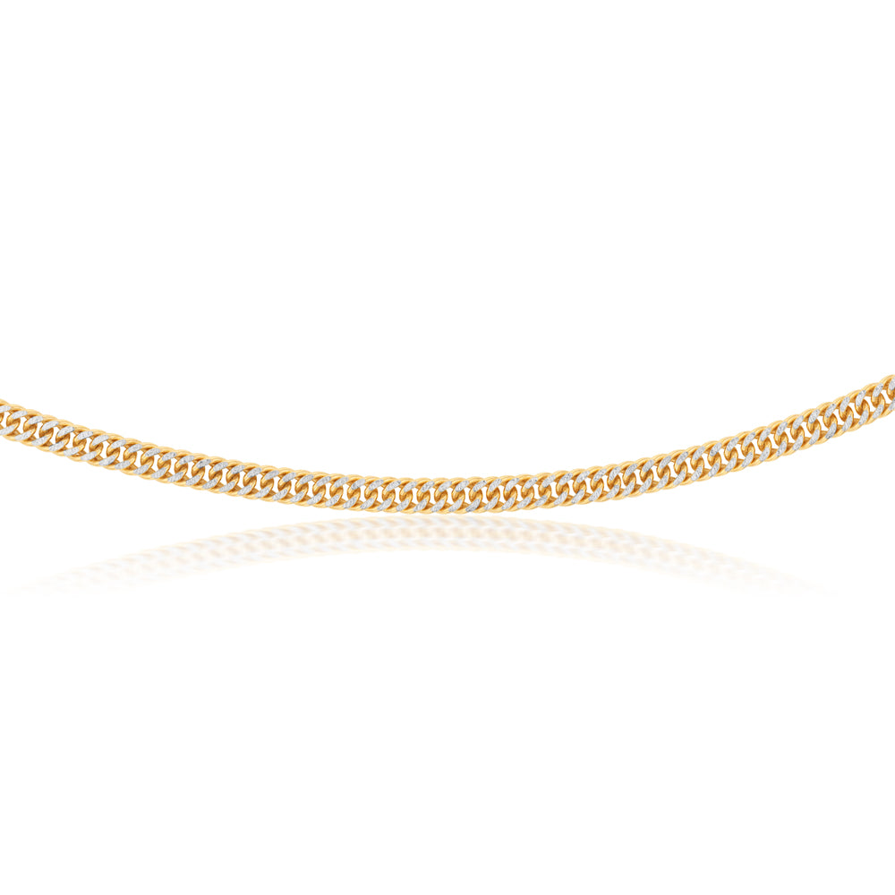 9ct Silver Filled Yellow & White Gold Double Curb Chain 50cm - Elegant Unisex Necklace for Everyday Wear, Gifts & Special Occasions