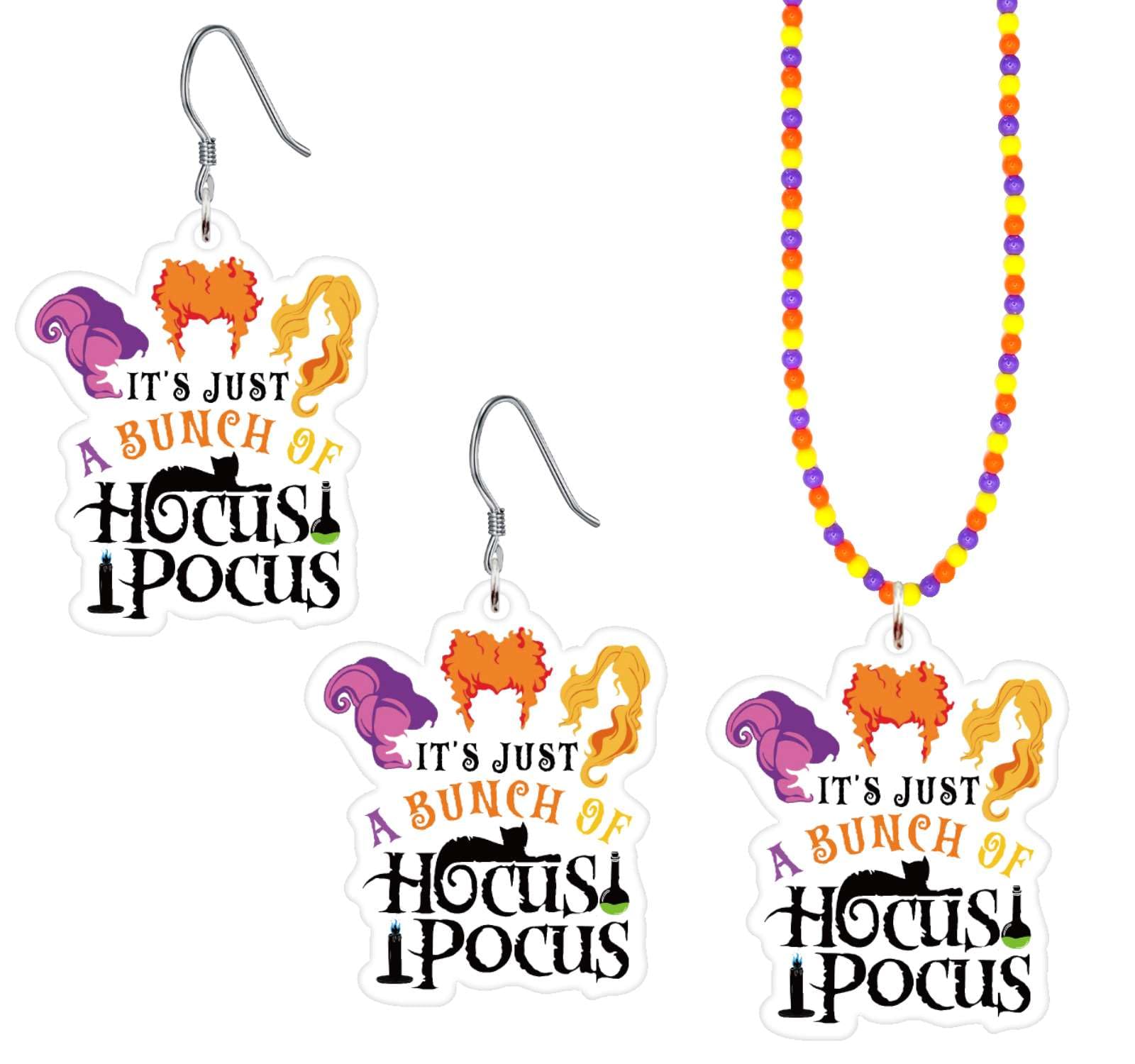Spooky Witch Sisters Halloween Jewelry Set - Witch Earrings & Necklace for Costume Accessories | Perfect for Halloween Parties, Witch-Themed Events & Gifts for Women