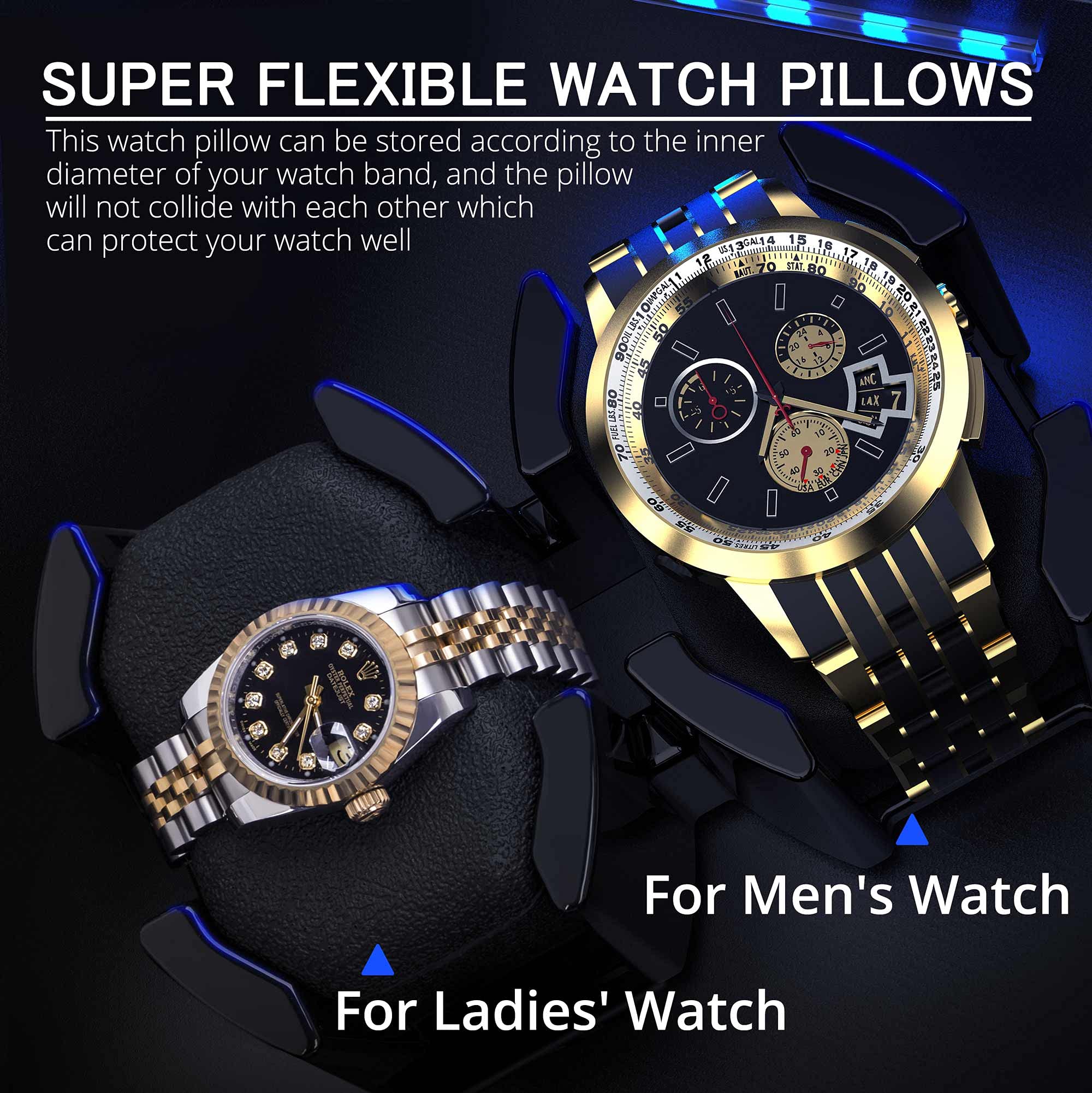 Automatic Double Watch Winder with LED Display - Japanese Quiet Motor Wooden Watch Storage Box for Men & Women - Includes 3 Soft Leather Watch Pillows - Perfect for Mechanical, Automatic & Luxury Watch Collection Display & Maintenance (TRIPLE TREE)