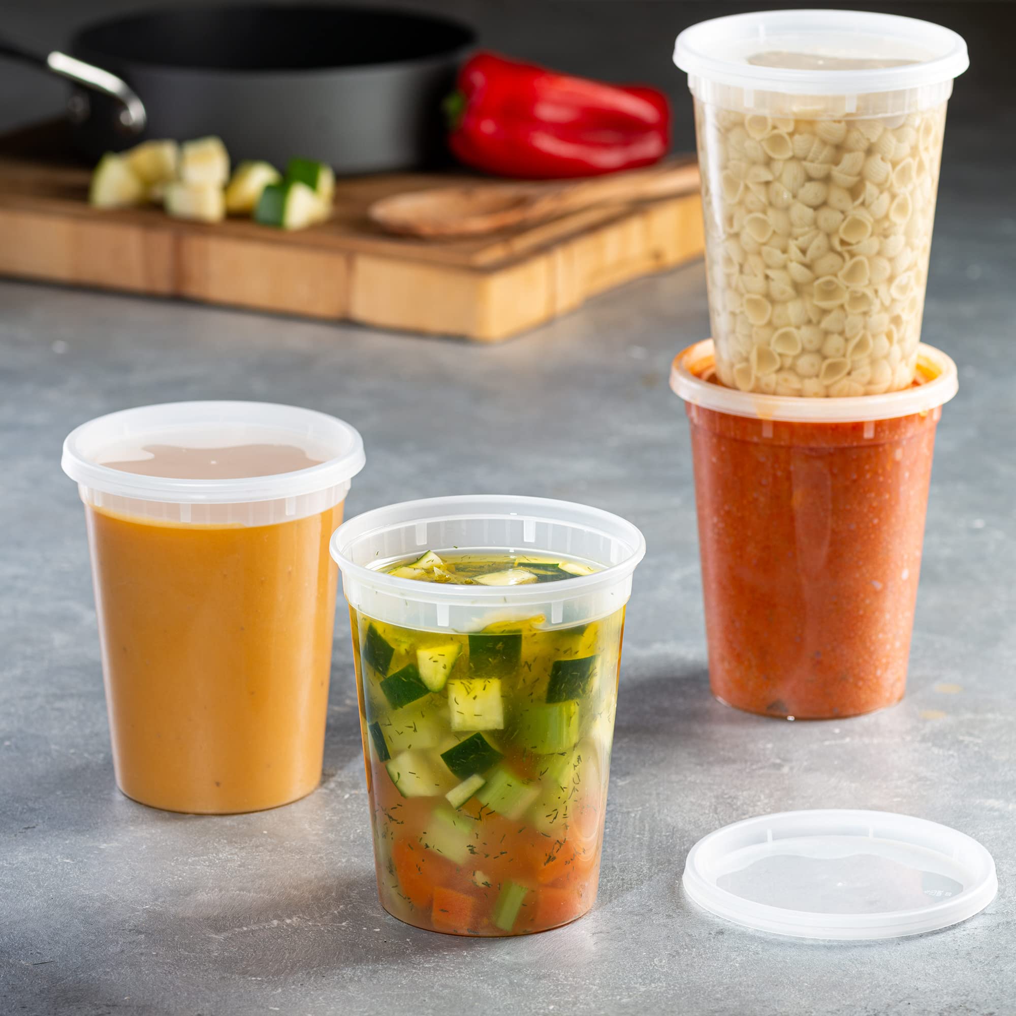 [24-Pack] 32 oz Airtight Leak-Proof Deli Food Storage Containers with Lids - Perfect for Meal Prep, Freezer Storage & Leftovers