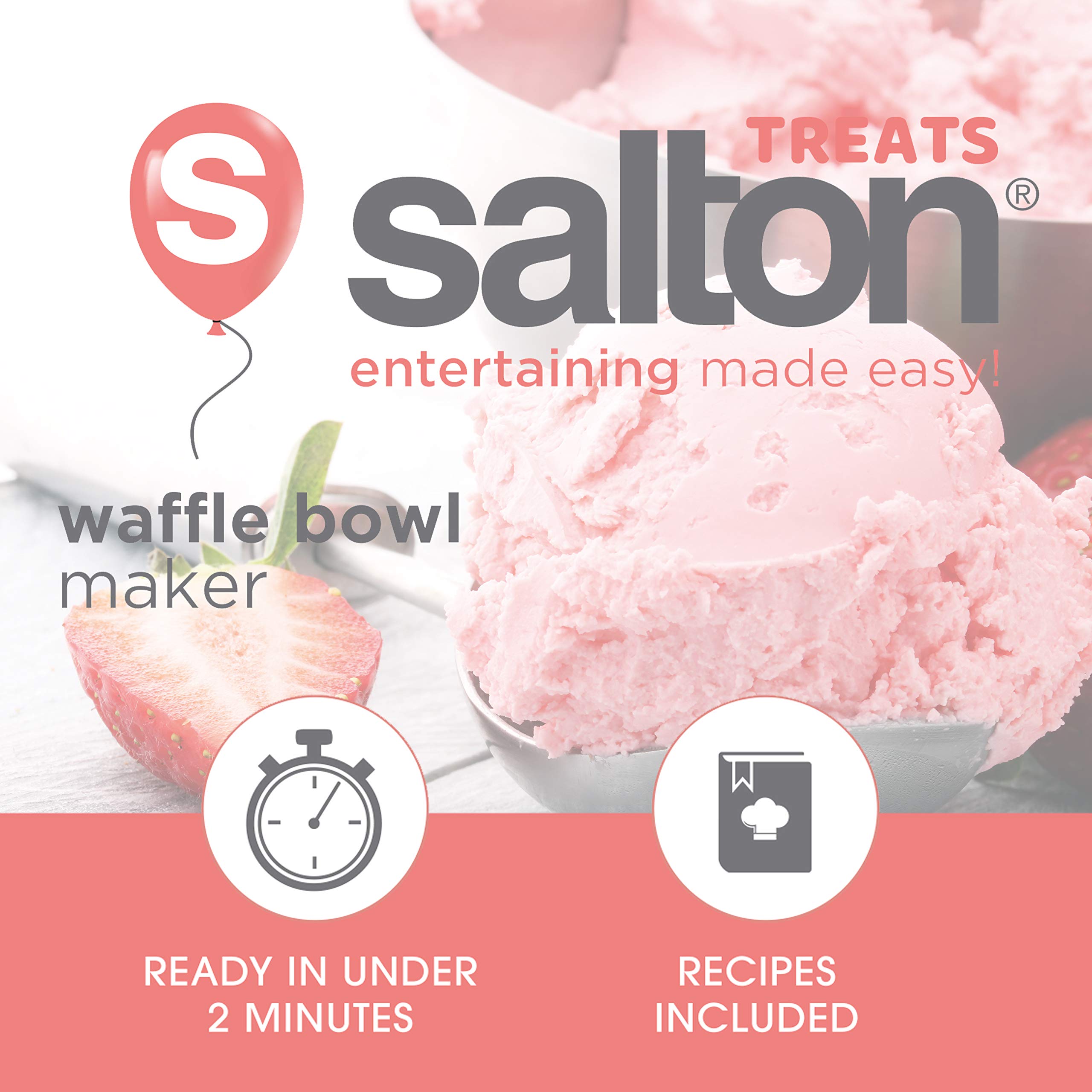 Salton WM1907 Red Bowl Waffle Maker - Perfect for Breakfast, Brunch & Family Gatherings