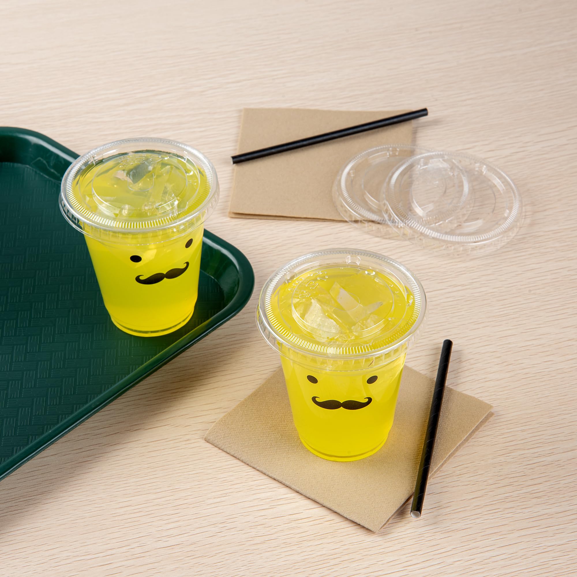 Restaurantware Visage Flat Lids for 9, 12 & 16 oz Disposable Cups - 1000 Clear Plastic Drinking Cup Lids with Straw Slot | Recyclable & BPA-Free | Perfect for Coffee Shops, Smoothie Bars & Takeout Restaurants