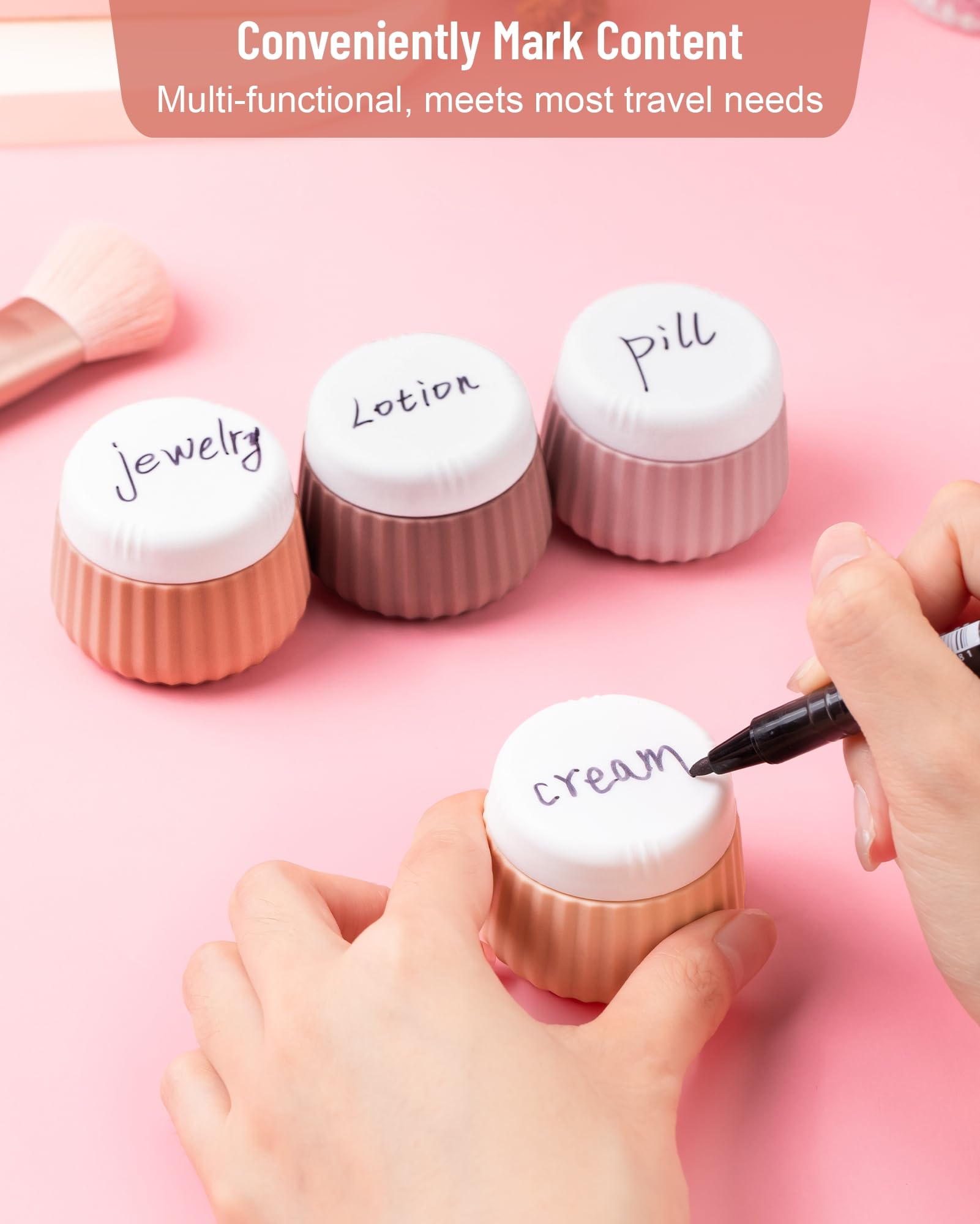 4 Pack TSA Approved Travel Size Toiletries Containers - Leak Proof Silicone Jars for Creams & Liquids | Perfect for Airplane Carry-On, Vacation Essentials & Organizing Small Items