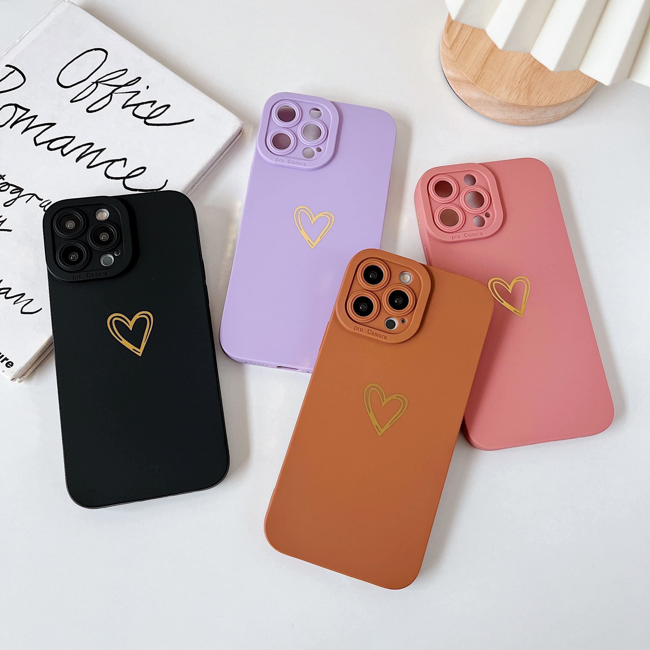 Qokey Cute Heart Plated iPhone 12 Pro Max Case 6.7