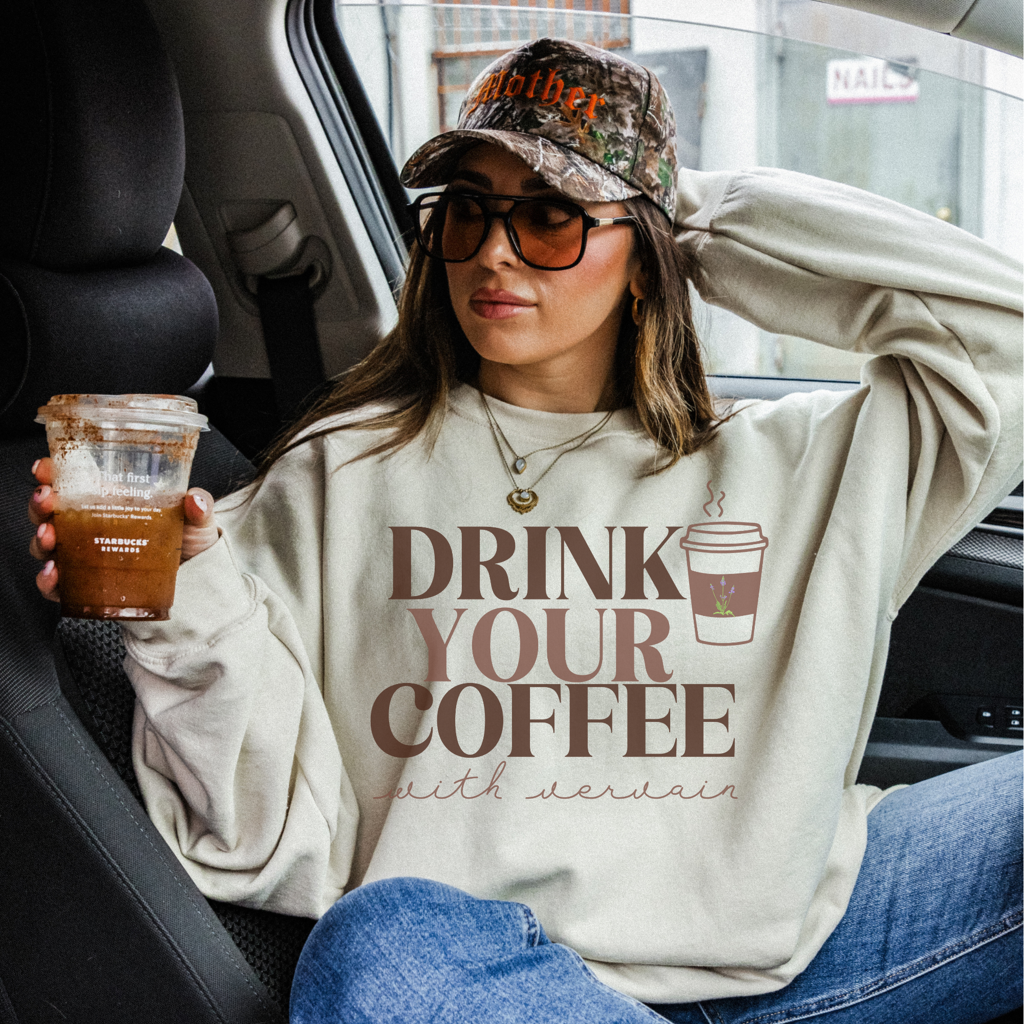 Vervain Crewneck Sweatshirt - Stylish & Comfortable Coffee Lover's Pullover for Casual Wear & Coffee Dates