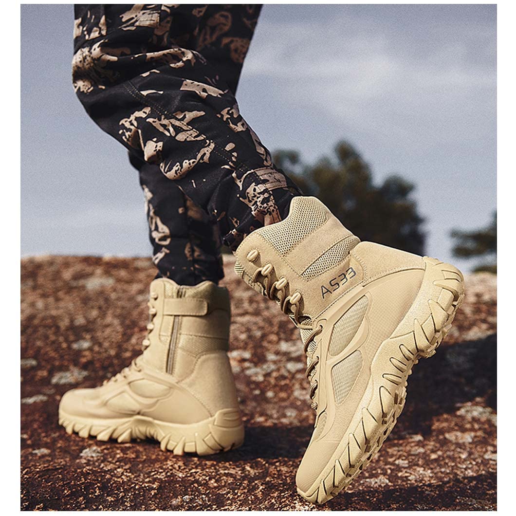 Men's Tactical Military Work Boots - Desert Combat Outdoor Boots for Hiking, Motorcycle Riding & Climbing - Durable & Comfortable for Outdoor Adventures, Work & Survival Scenarios