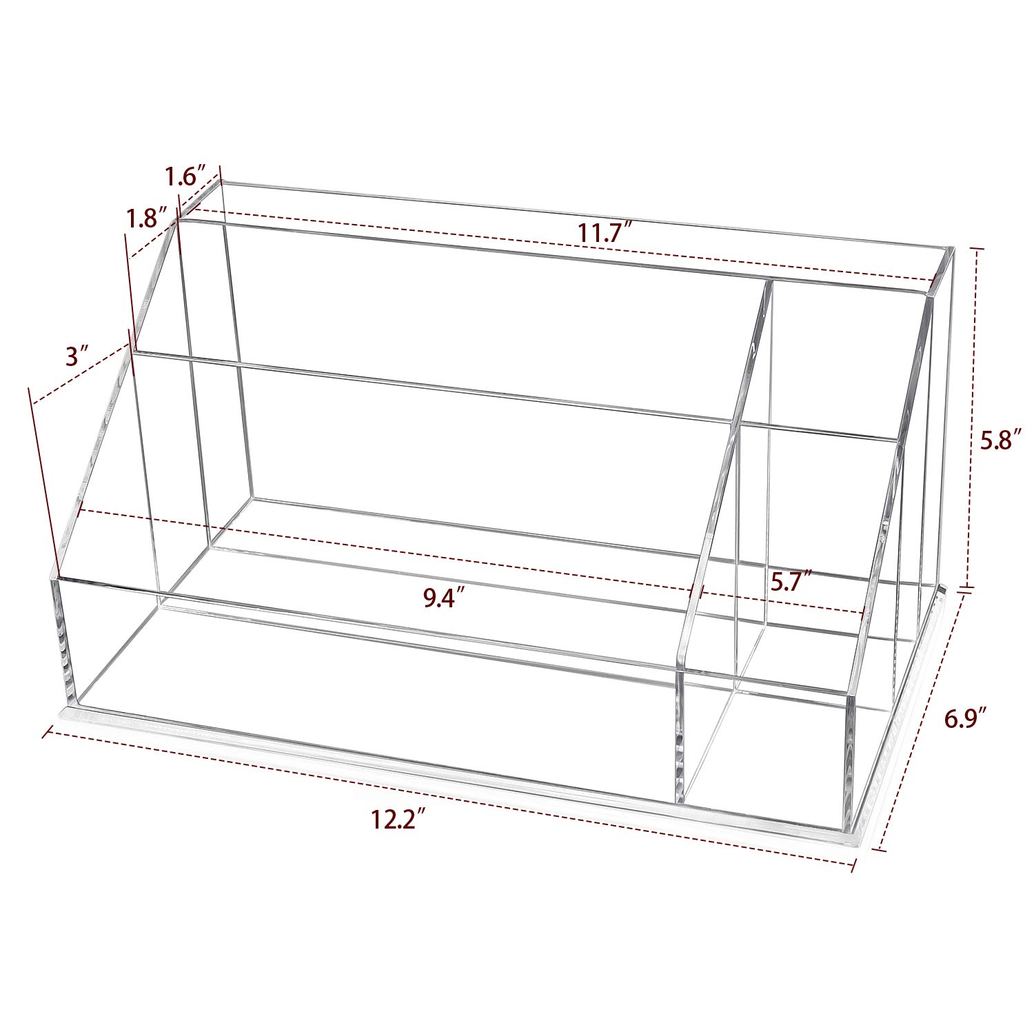 YestBuy Clear Acrylic Desk Organizer - 3-Tier Paper Tray with Sorter, Makeup & Cosmetic Storage | Vanity & Office Organization | Perfect for Home Office, Beauty Counter & Study Desk Accessories