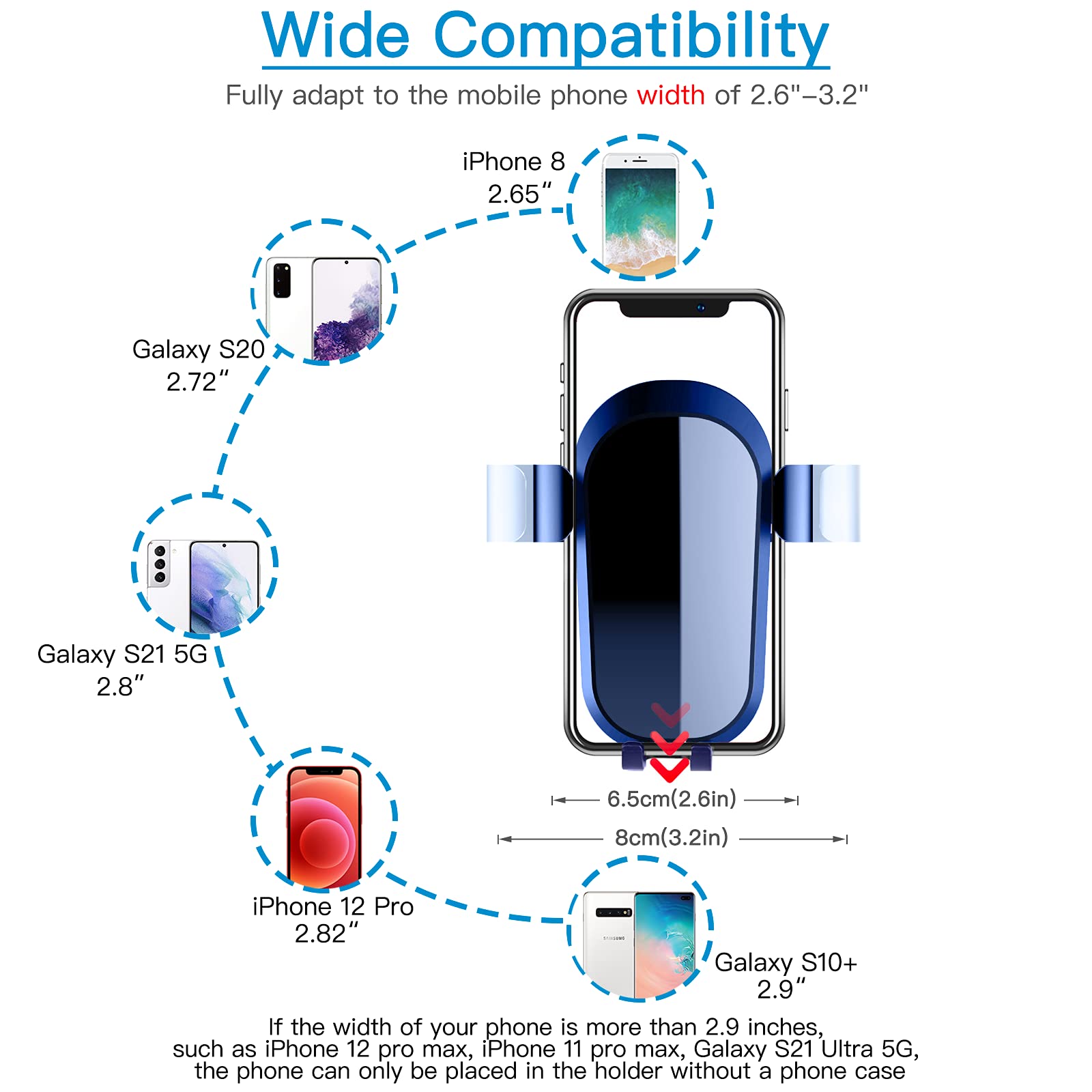 Upgraded Wipalor Car Phone Holder Mount - Auto-Clamp Dashboard & Windshield Mount, Air Vent Cell Phone Holder with Long Arm & Strong Suction - Compatible with iPhone, Samsung & More - Perfect for Hands-Free Driving & GPS Navigation