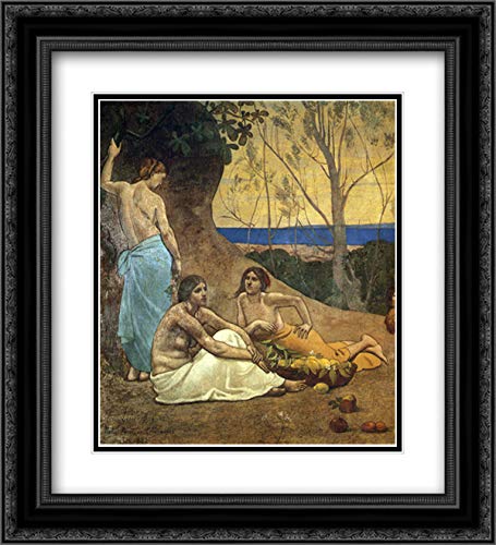 20x22 Black Ornate Frame with Double Matted Museum Art Print - Pierre Puvis de Chavannes Painting - Elegant Wall Decor for Living Room, Bedroom & Office