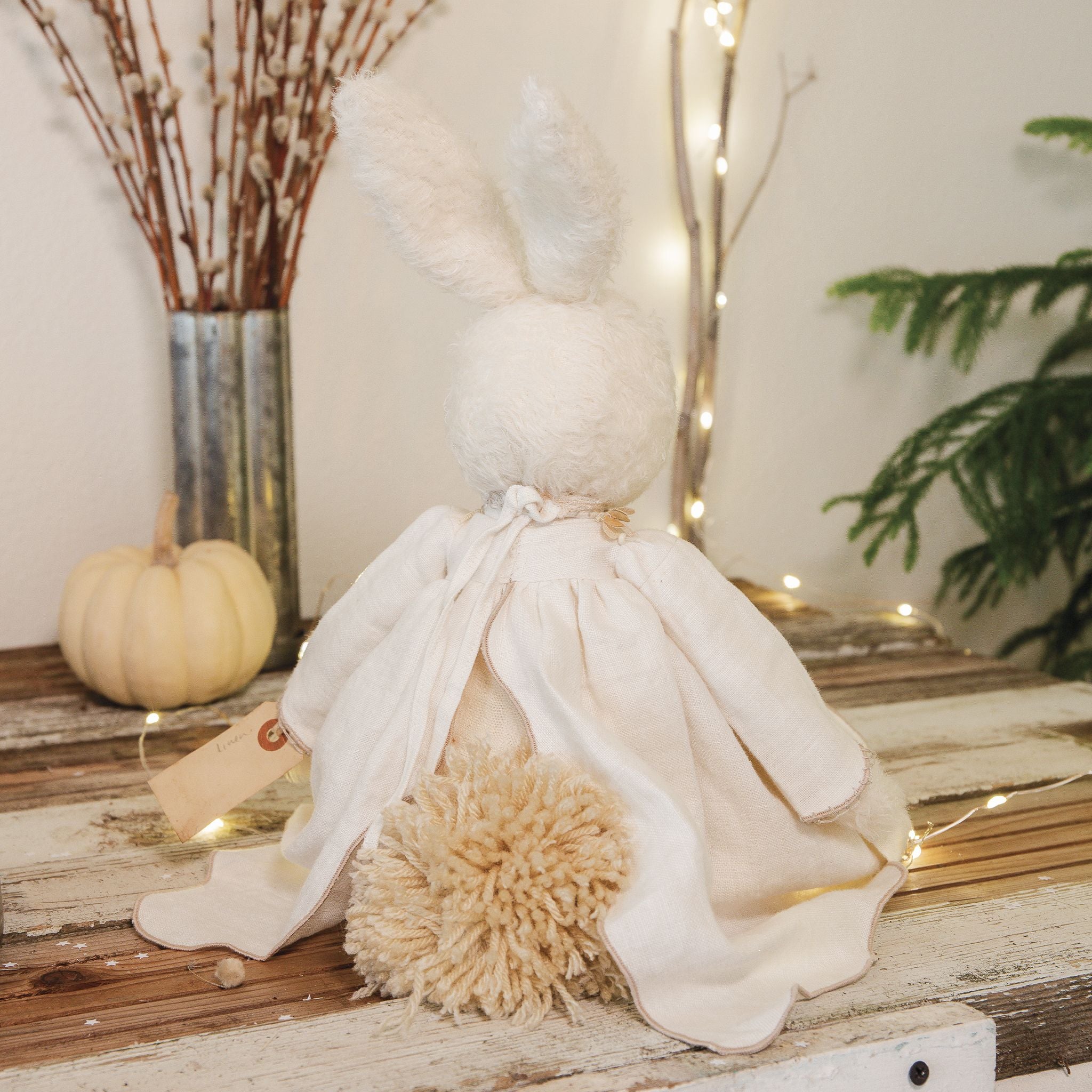 Handcrafted Cream Mohair Bunny Plush Toy - Ella Elegant by Hutch Studio - Perfect for Nursery Decor, Baby Shower Gifts & Collectible Stuffed Animals