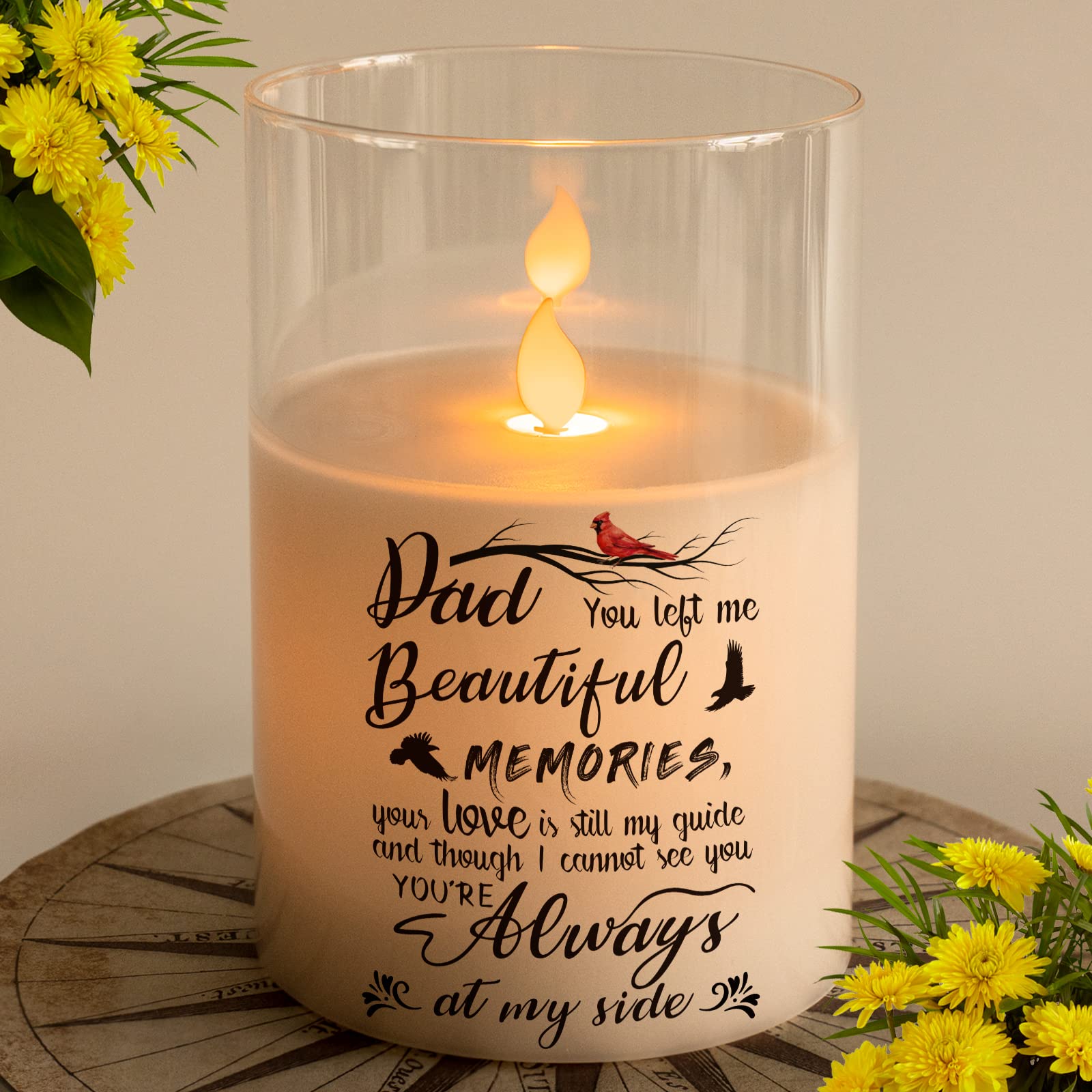 Real Wax LED Memorial Candle with Timer - Flameless Sympathy Gift for Loss of Father, Loved One, Bereavement & Remembrance - 6