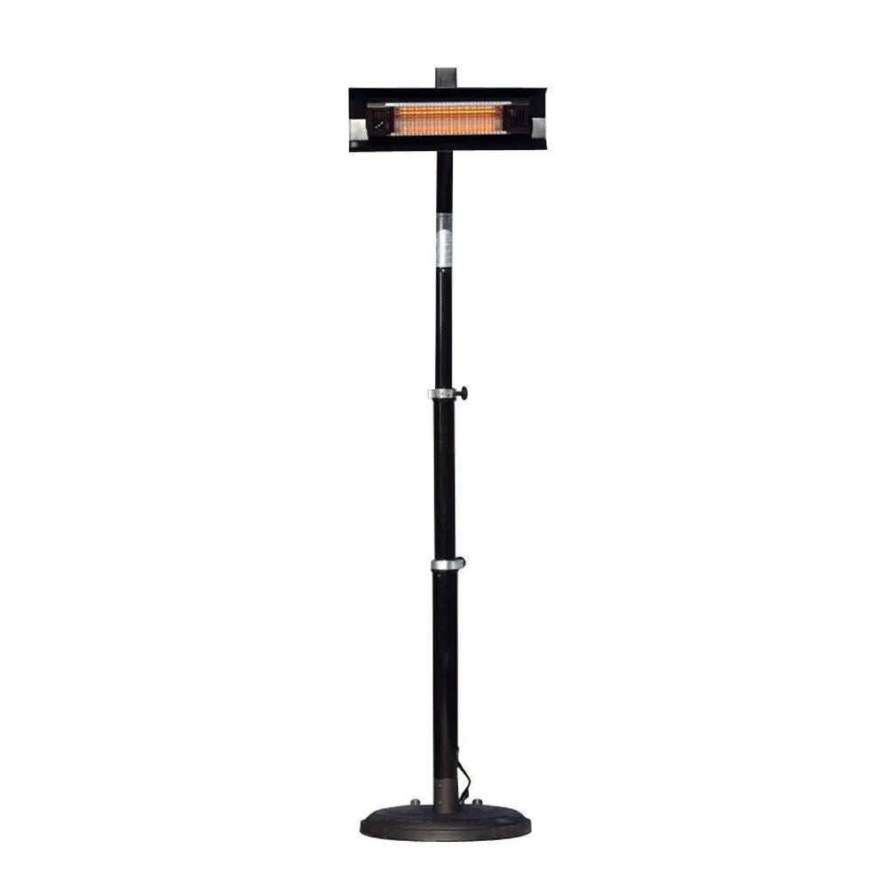 Black Powder Coated Steel Telescoping Offset Pole Mounted Infrared Patio Heater - Outdoor Patio, Deck, and Restaurant Heating Solution for Cold Weather