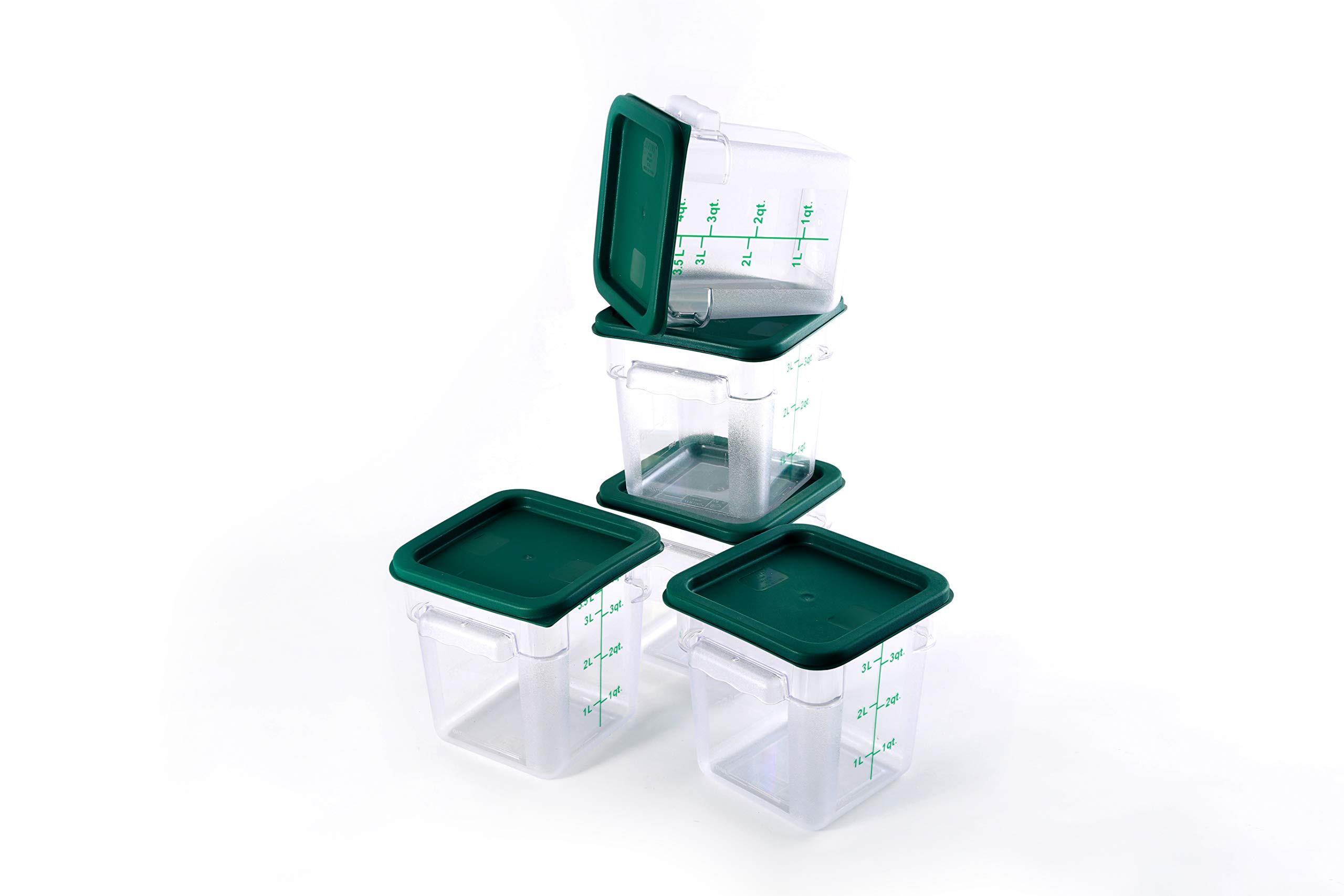 5-Pack Commercial Grade 4 Qt Square Food Storage Containers with Lids - BPA-Free Polycarbonate, Clear & Durable - Perfect for Meal Prep, Restaurant Use, and Bulk Food Storage