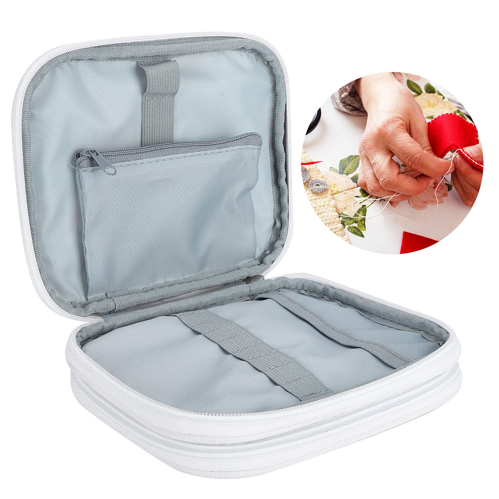 Crochet Hook Organizer Case - Double Layer Zipper Storage Bag with Mesh Pockets for Knitting Needles & Accessories | Travel-Friendly Craft Storage Solution for Crocheters & Knitters
