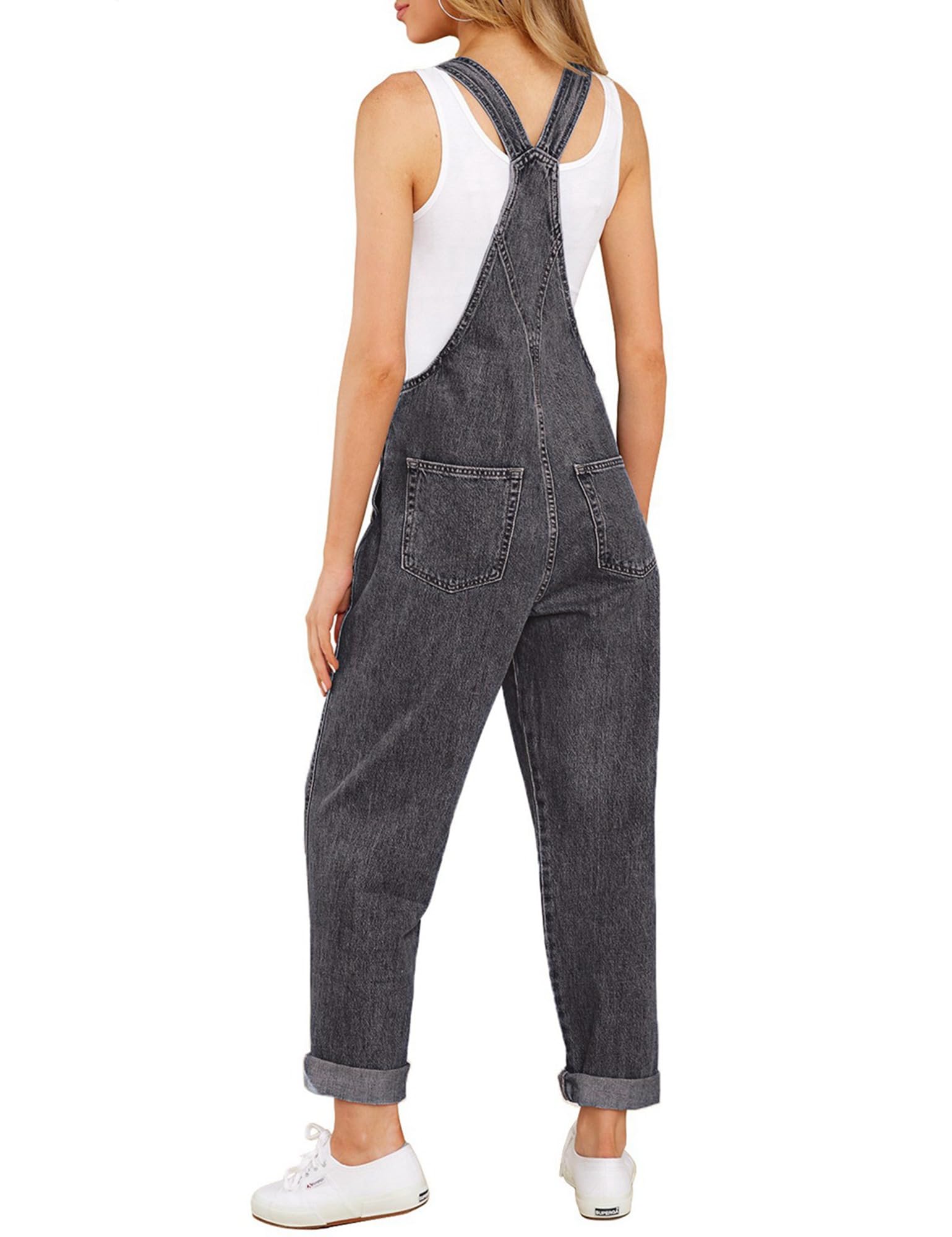 LookbookStore Women's Stretchy Denim Overalls - High Waisted Casual Jumpsuit with Pockets for Work & Outdoor Activities | Fashionable Bib Overalls for Streetwear, Gardening & Weekend Outfits