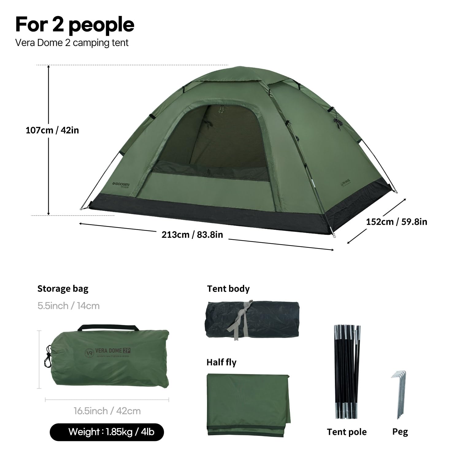 2/4/6 Person Lightweight Camping Tent - Easy Setup Portable Dome Tent for Outdoor Backpacking, Hiking & Family Adventures | Perfect for Camping Trips, Beach Outings & Music Festivals