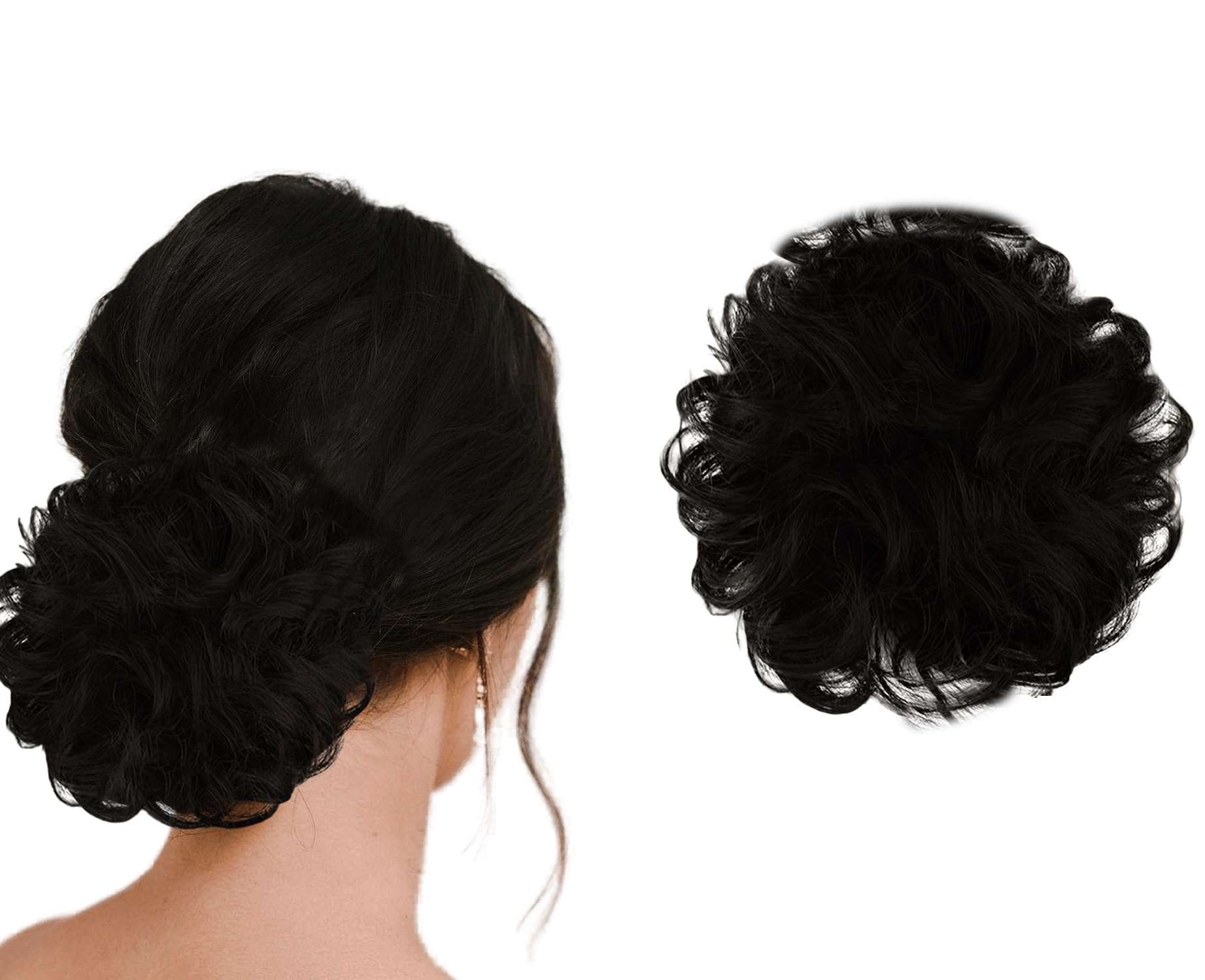 Stylish Juda Hair Buns for Women - Messy Bun Hair Extension & Fake Hair Donut Maker with Elastic Band - Black (Pack of 1) | Perfect for Updos, Ponytails & Everyday Hairstyles