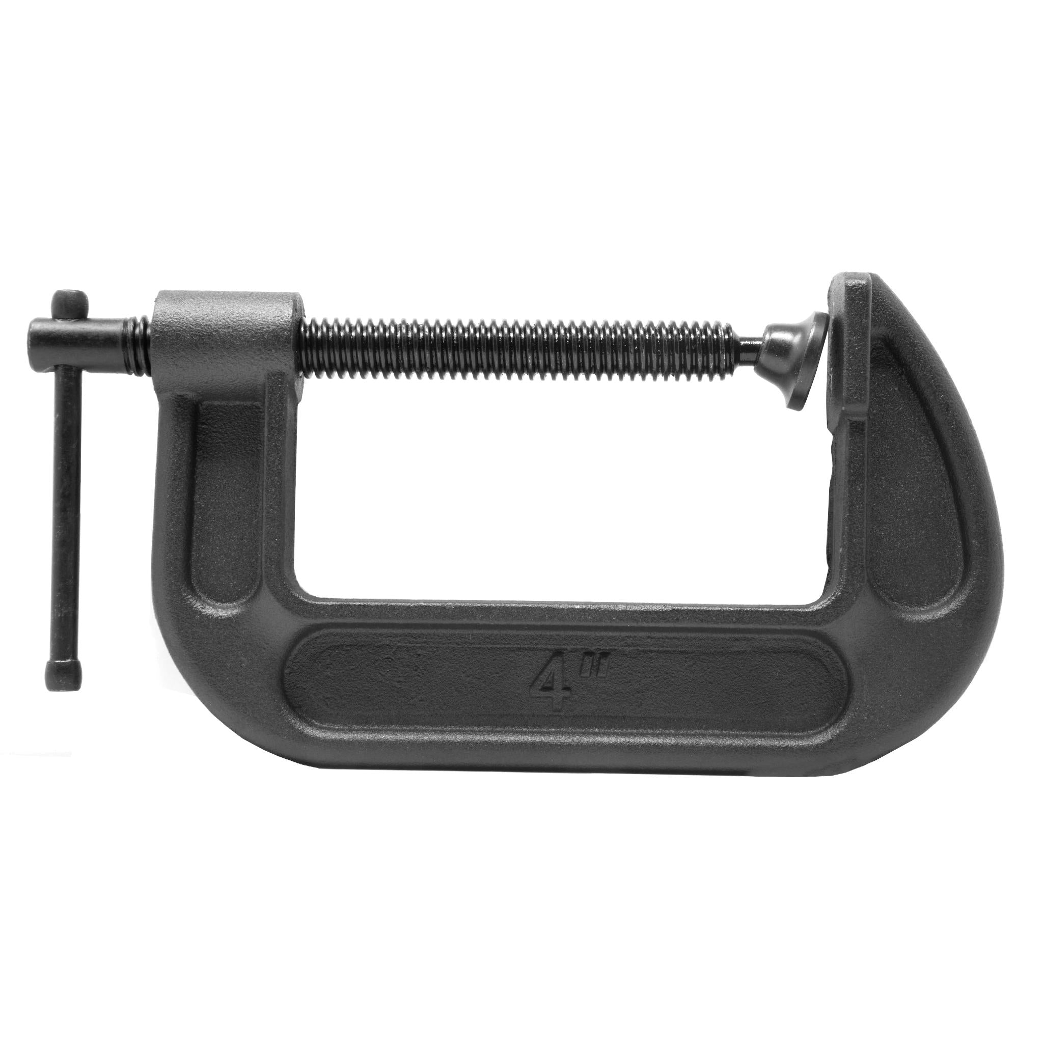 Heavy Duty Cast Iron C Clamps 4 Inch Jaw Opening 2.2 Inch Throat - 2 Pack for Woodworking, Metalworking, and DIY Projects