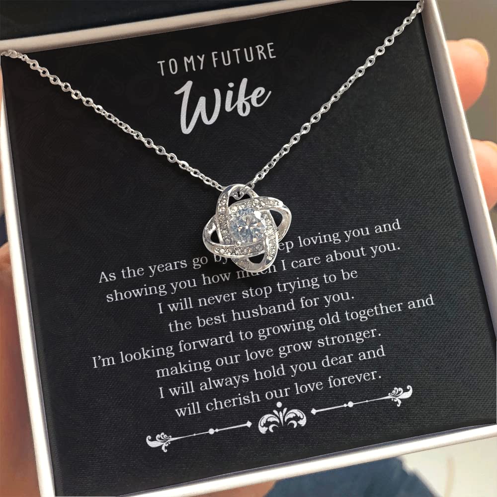 To My Future Wife Necklace - Romantic Love Knot Pendant for Women, Anniversary & Christmas Gift for Her with Mahogany Luxury Gift Box & LED Light - Perfect for Proposals, Weddings, and Special Occasions
