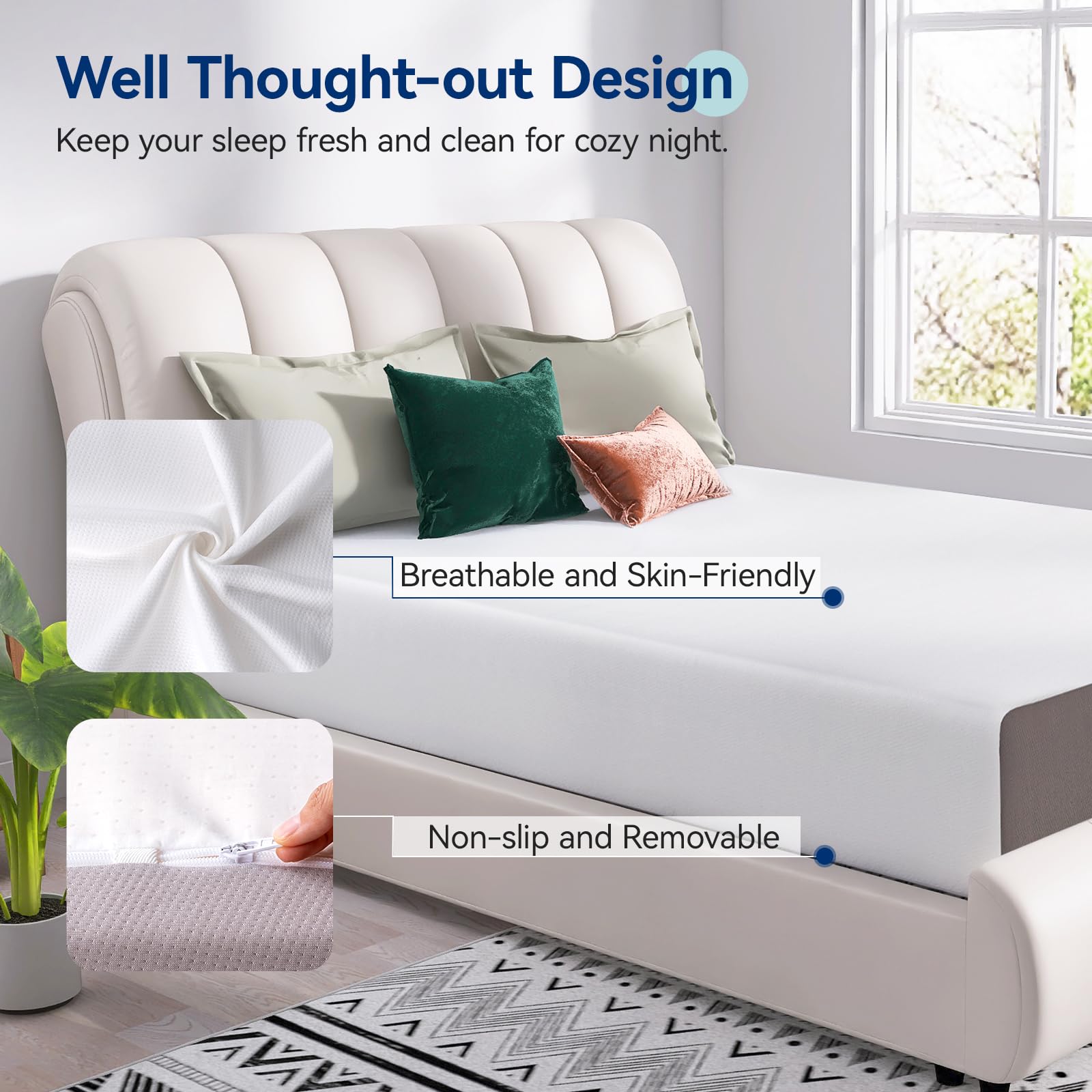 Amazon Basics 12 Inch Medium Firm Memory Foam Mattress - Full Size, White & Grey - Pressure Relief for Back, Side & Stomach Sleepers - Perfect for Guest Rooms, Dorms & Apartments