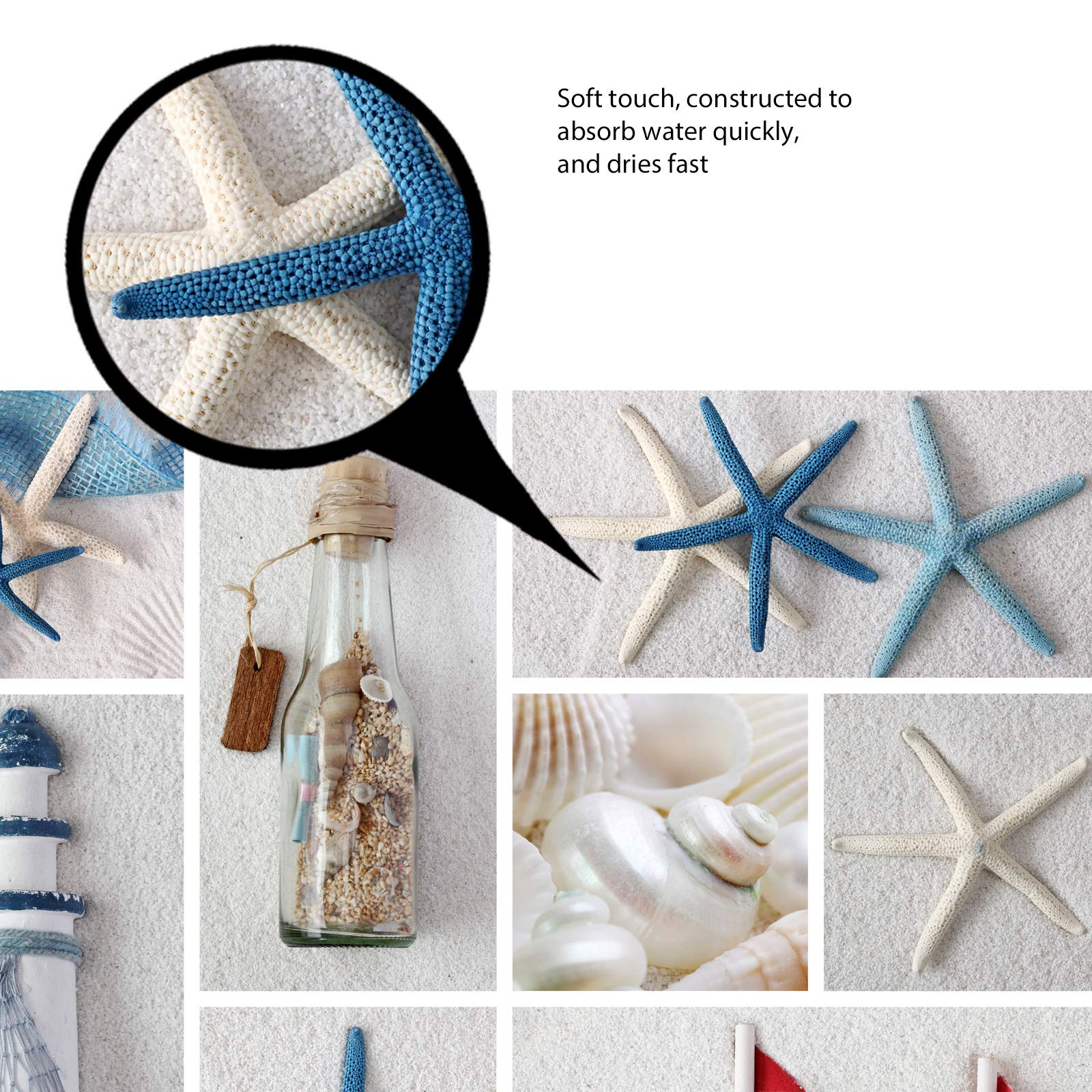 3-Piece Starfish Bathroom Set - Non-Slip Sea Star Bath Mat, Contour Mat & Toilet Cover | Coastal Decor for Beach House, Bathroom & Guest Room