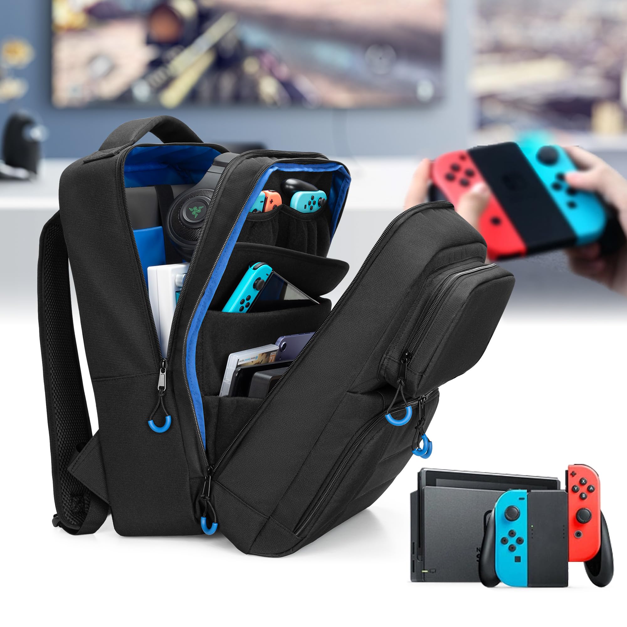 Nintendo Switch/Lite/OLED Travel Storage Backpack - Protective Carrying Case with Multiple Pockets for Docking Station, Controllers & Accessories (Patent Design) | Perfect for Gaming on the Go, Travel & Commuting