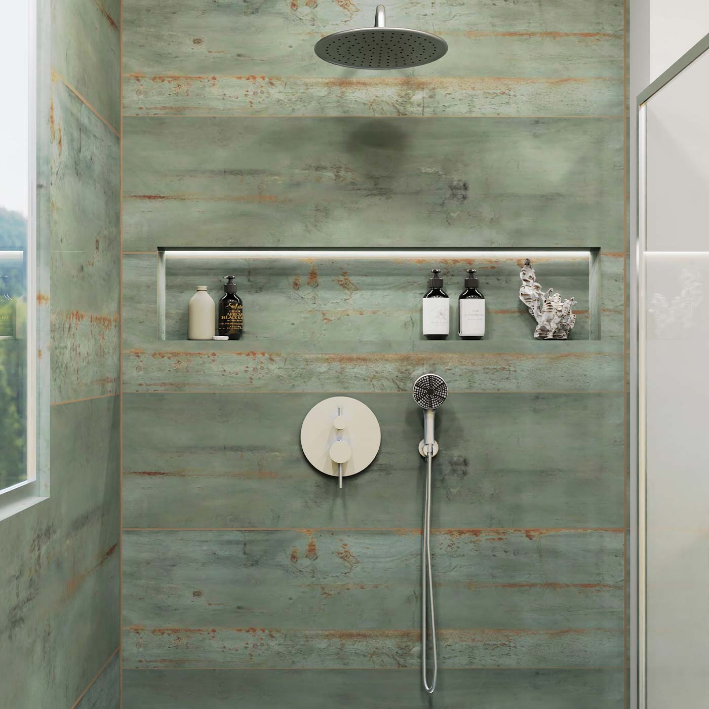 DAX Salerno Round Shower System with Hand Shower - Modern Bathroom Fixture for Spa-Like Experience at Home