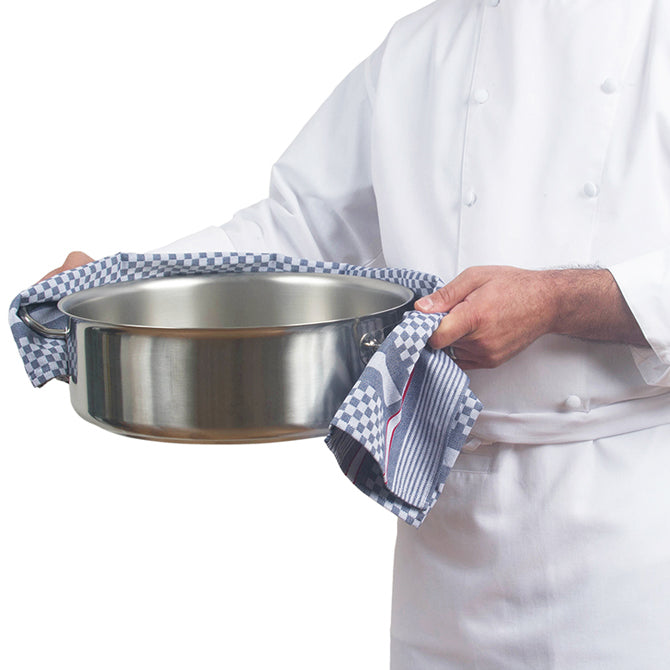 Extra Large Side Towel - 5 Pack Black Check with Red Stripe - Perfect for Restaurants, Bars, and Home Kitchen Use