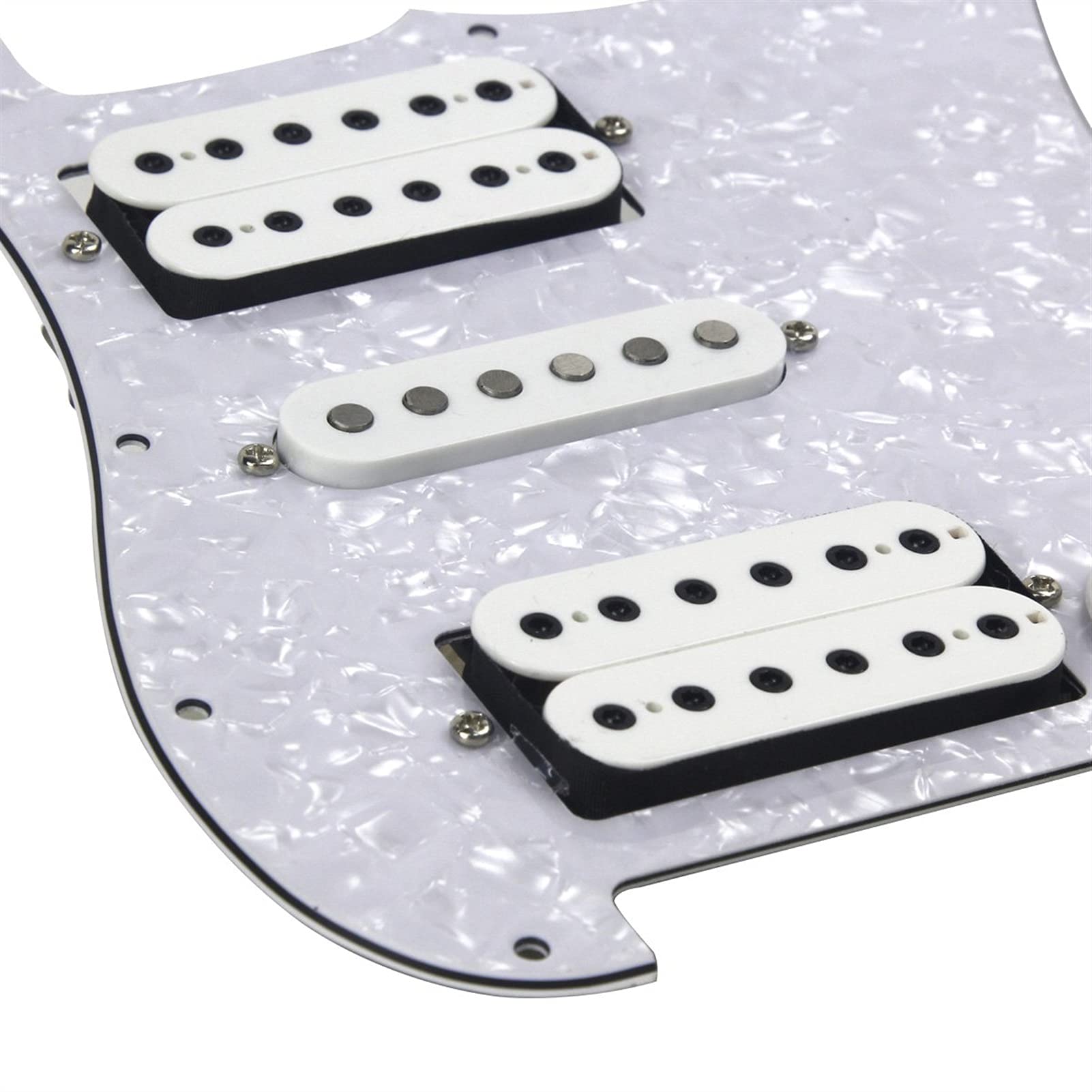 Prewired Pickguard White Pearl 11 Hole HSH Loaded with Alnico 5 Pickups for Electric Guitar - Perfect for DIY Guitar Upgrades & Professional Installations