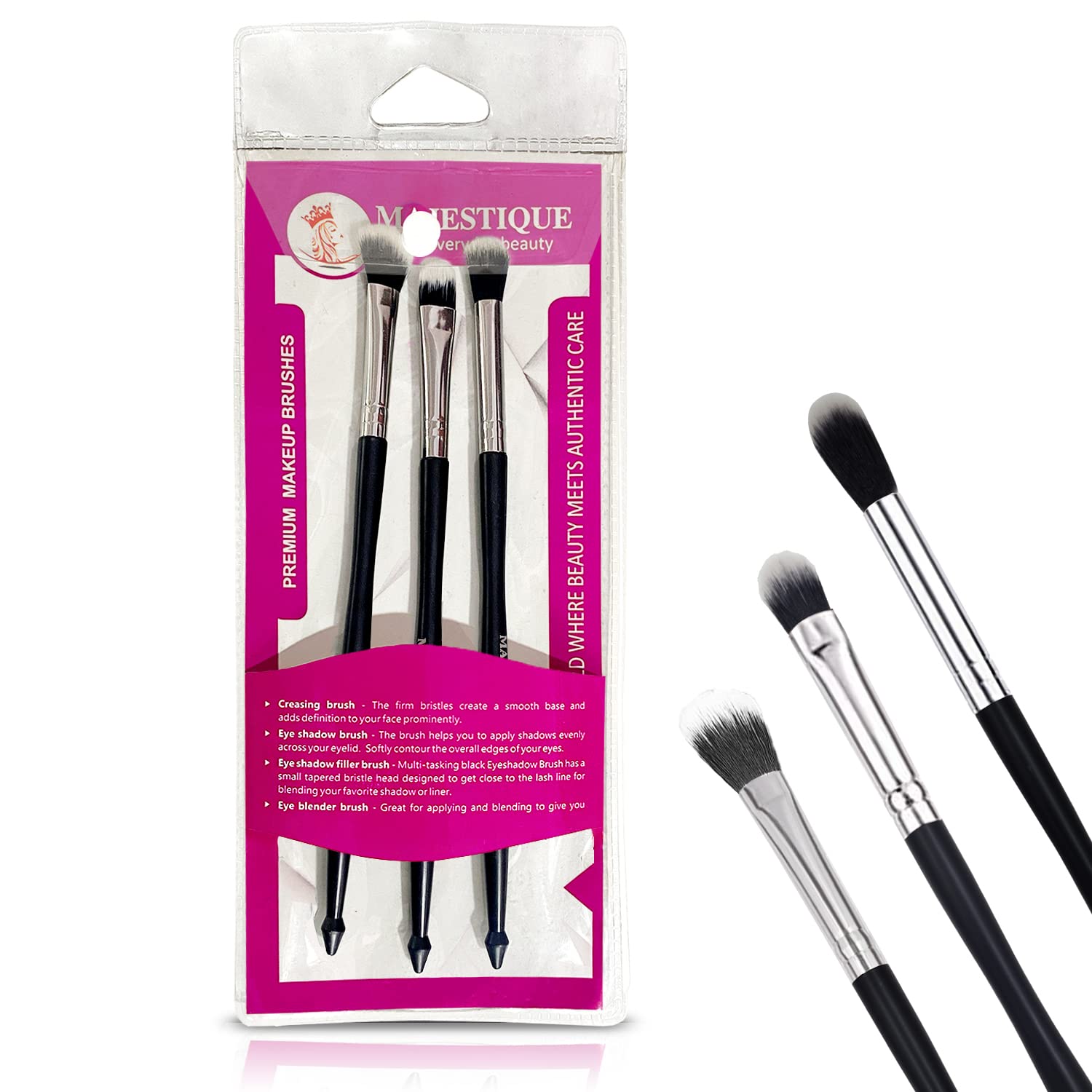 Majestique 7-Piece Professional Makeup Brush Set - Full Size Foundation, Blush, Eyeshadow, Eyeliner & Concealer Brushes for Flawless Makeup Application | Perfect for Daily Use, Travel & Professional Makeup Artists