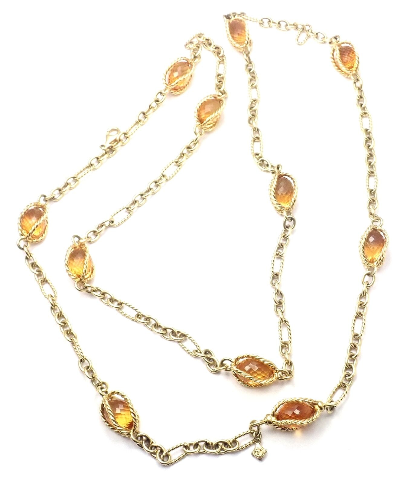 David Yurman 18k Yellow Gold Citrine Figaro Link 40