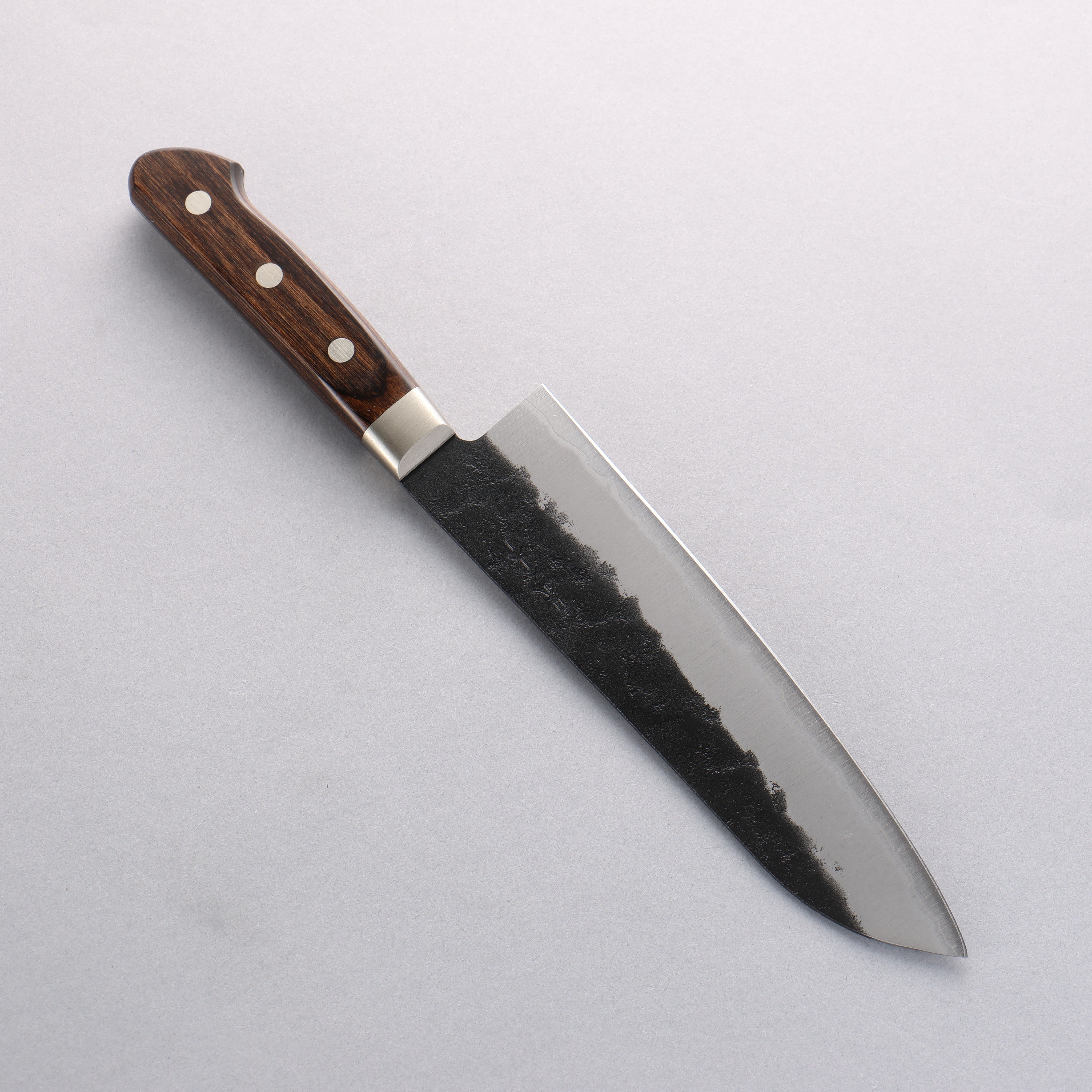 Premium Seisuke Blue Super Black Santoku Knife 180mm - Japanese Chef Knife with Brown Pakka Wood Handle - Perfect for Slicing, Dicing & Chopping Vegetables, Meat & Fish