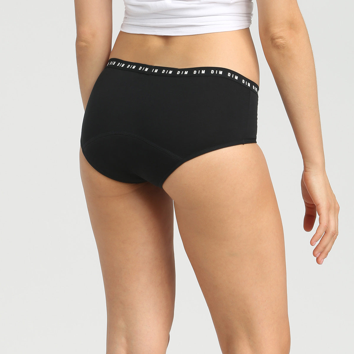 Organic Cotton Black Reusable Menstrual Shorts - Medium Flow with Dim Protect - Comfortable Period Underwear for Active Lifestyles