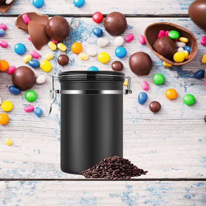 Vacuum Sealed Stainless Steel Coffee Canister - 1.8L Large Airtight Coffee Storage Container for Whole Beans & Ground Coffee - Keeps Fresh for Kitchen, Office & Camping Use (Silver)