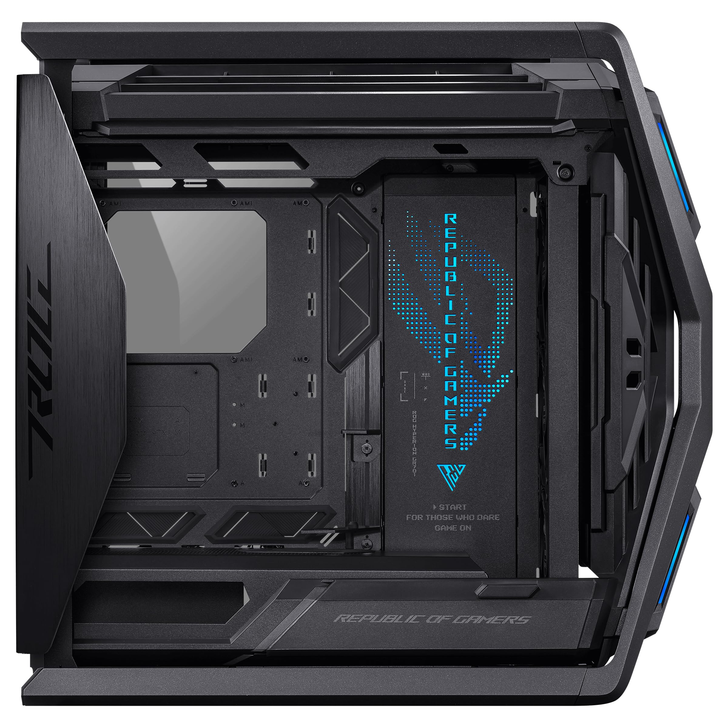ROG Hyperion GR701 BTF Edition E-ATX Gaming PC Case with BTF Connectors - Supports 420mm Radiators, Includes 4x 140mm Fans & ARGB Fan Hub, 60W Fast Charging - Perfect for High-End Gaming Rigs & Custom Water Cooling Builds