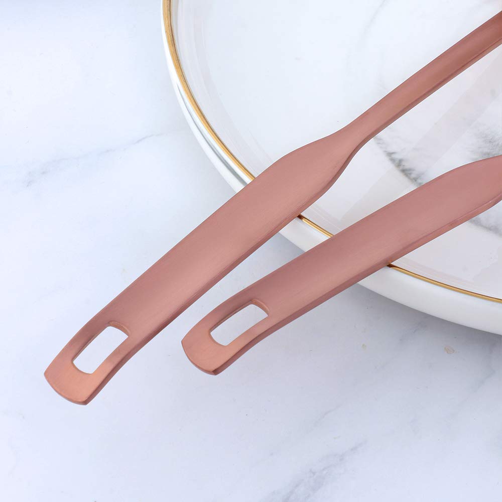 Premium 2-Piece Rose Gold Soup Ladle Set - Long Handle Stainless Steel Slotted Spoons for Cooking, Serving & Hotpot | Durable Kitchen Utensils for Soup, Stew & Pasta